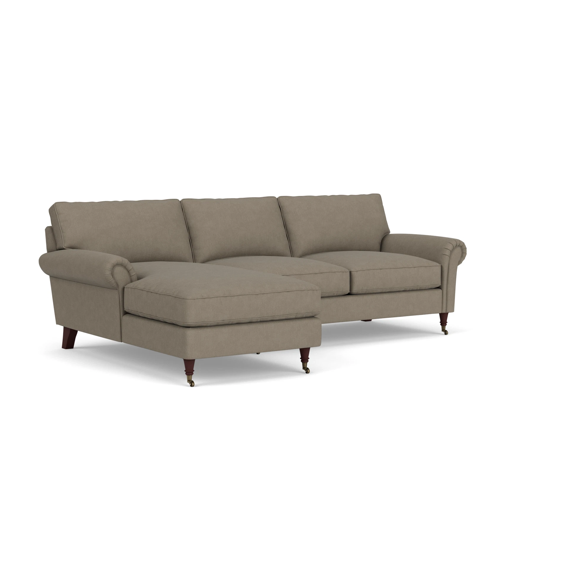 Osbourne Chaise Large Left Hand in House Linen Mix - Mid Grey with Light legs