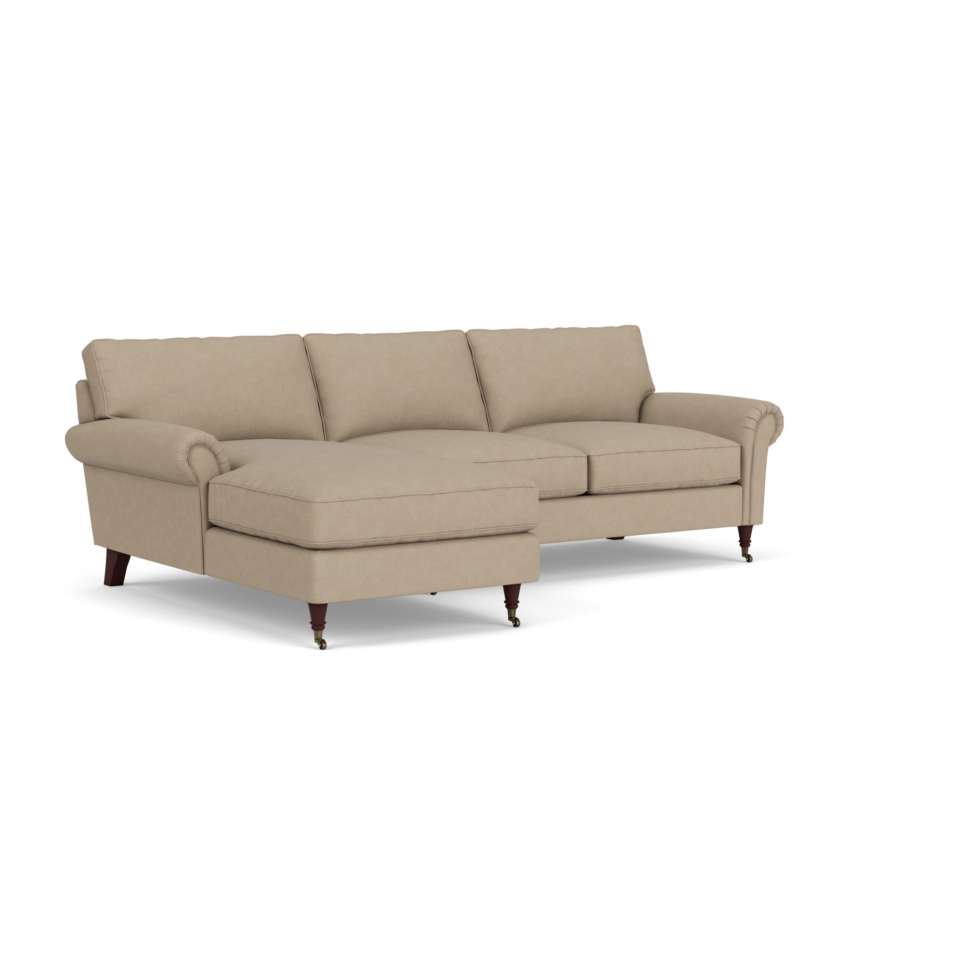Osbourne Chaise Large Left Hand in House Linen Mix - Natural with Light legs