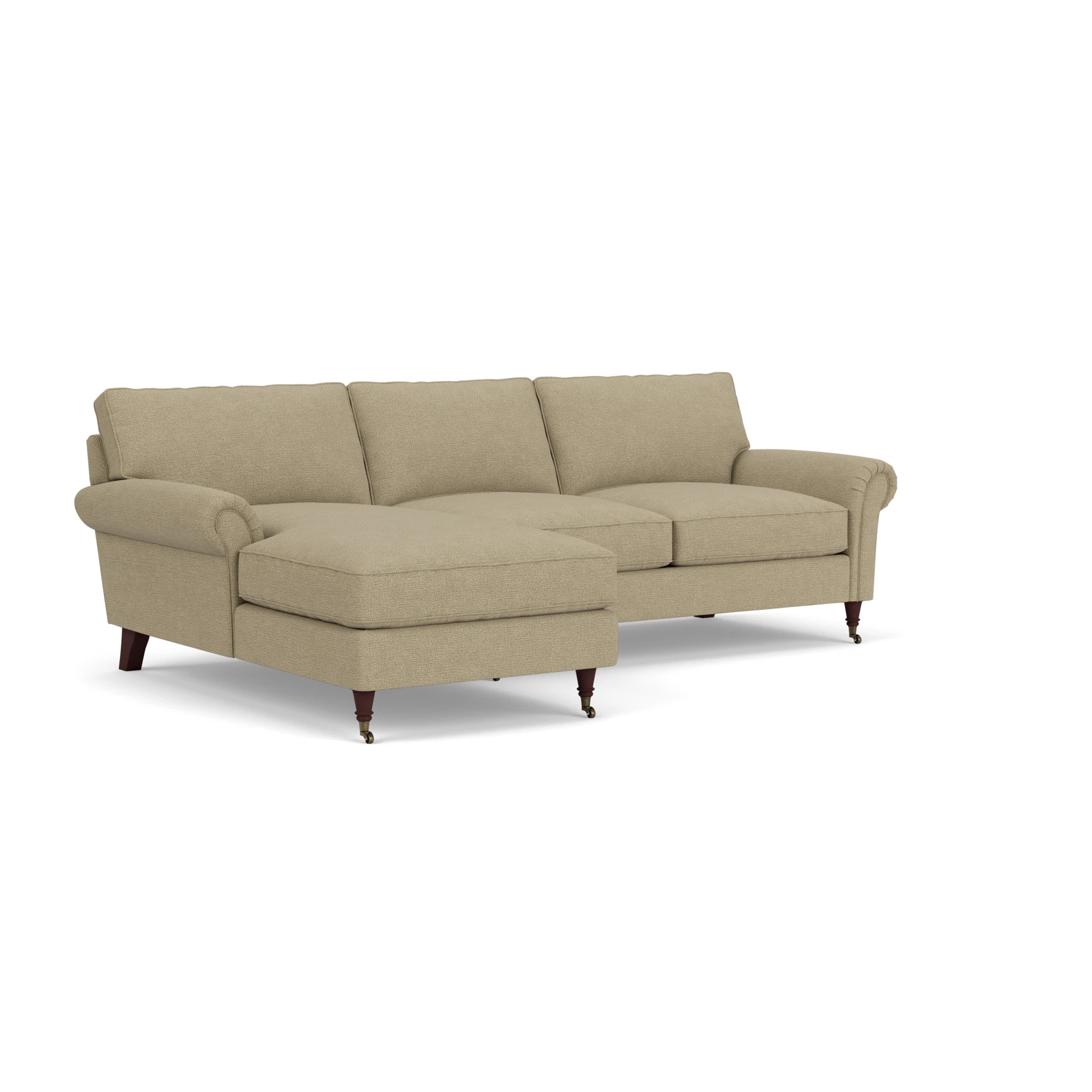 Osbourne Chaise Large Left Hand in House Weave - Green Marl with Light legs