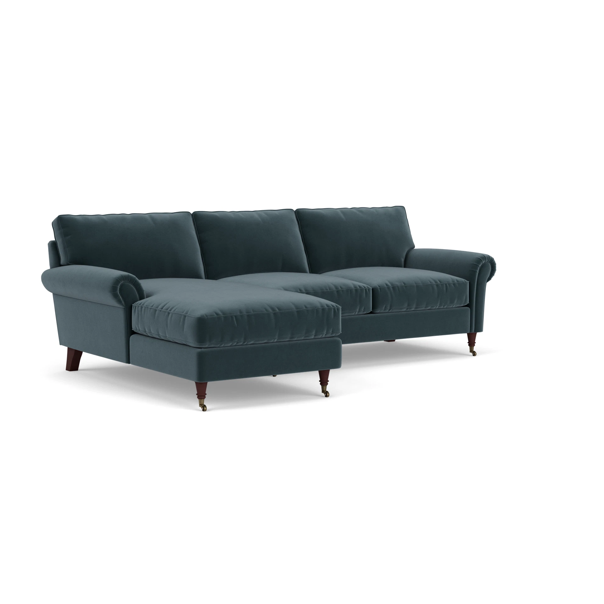 Osbourne Chaise Large Left Hand in Matt Velvet - Night Sky with Light legs