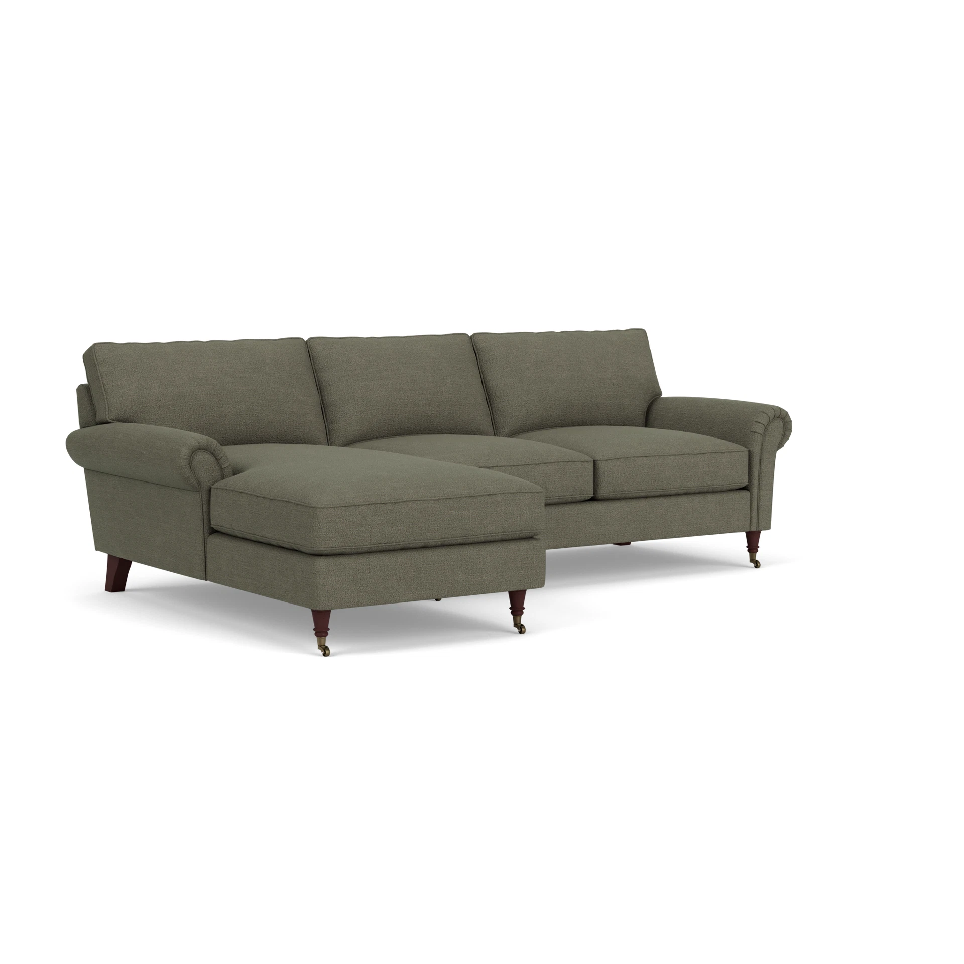 Osbourne Chaise Large Left Hand in Rustic Weave - Deep Forest with Light legs