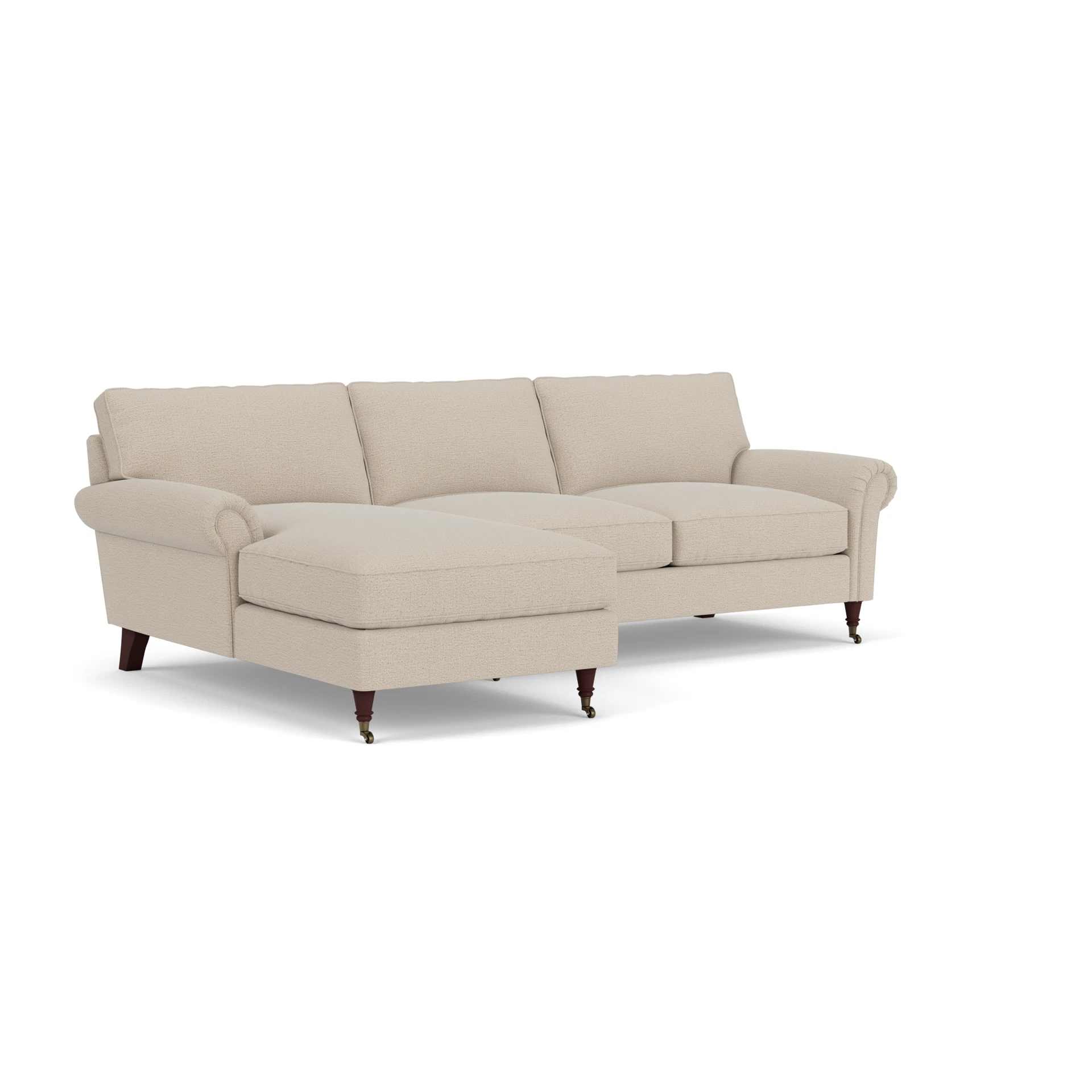 Osbourne Chaise Large Left Hand in Rustic Weave - Natural with Light legs