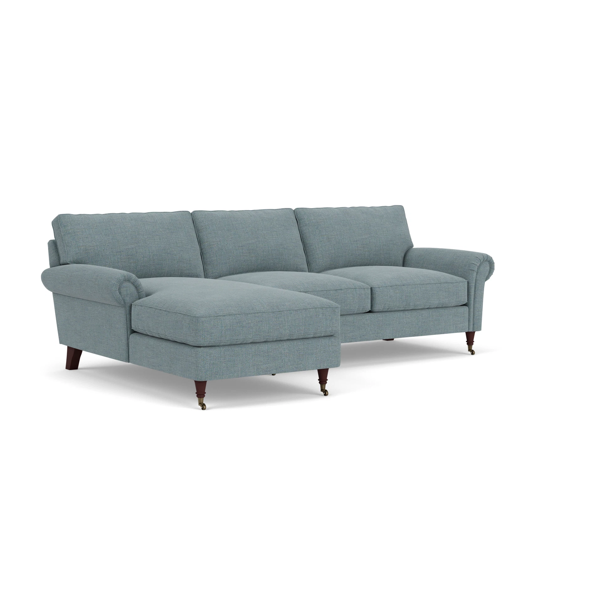 Osbourne Chaise Large Left Hand in Rustic Weave - Teal Marl with Light legs