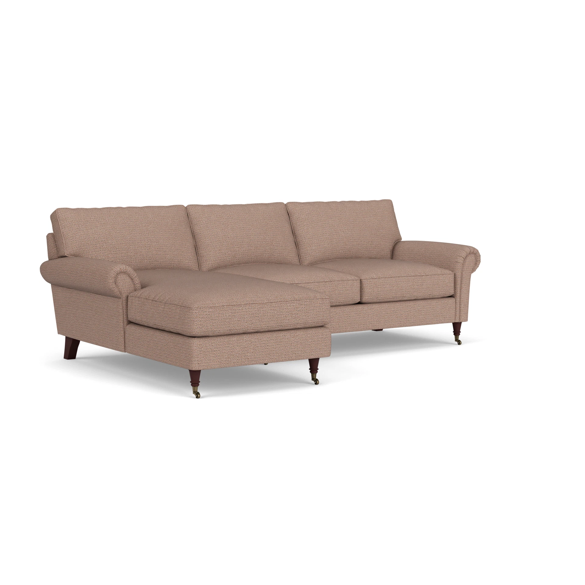 Osbourne Chaise Large Left Hand in Textured Weave - Autumn Mix with Light legs