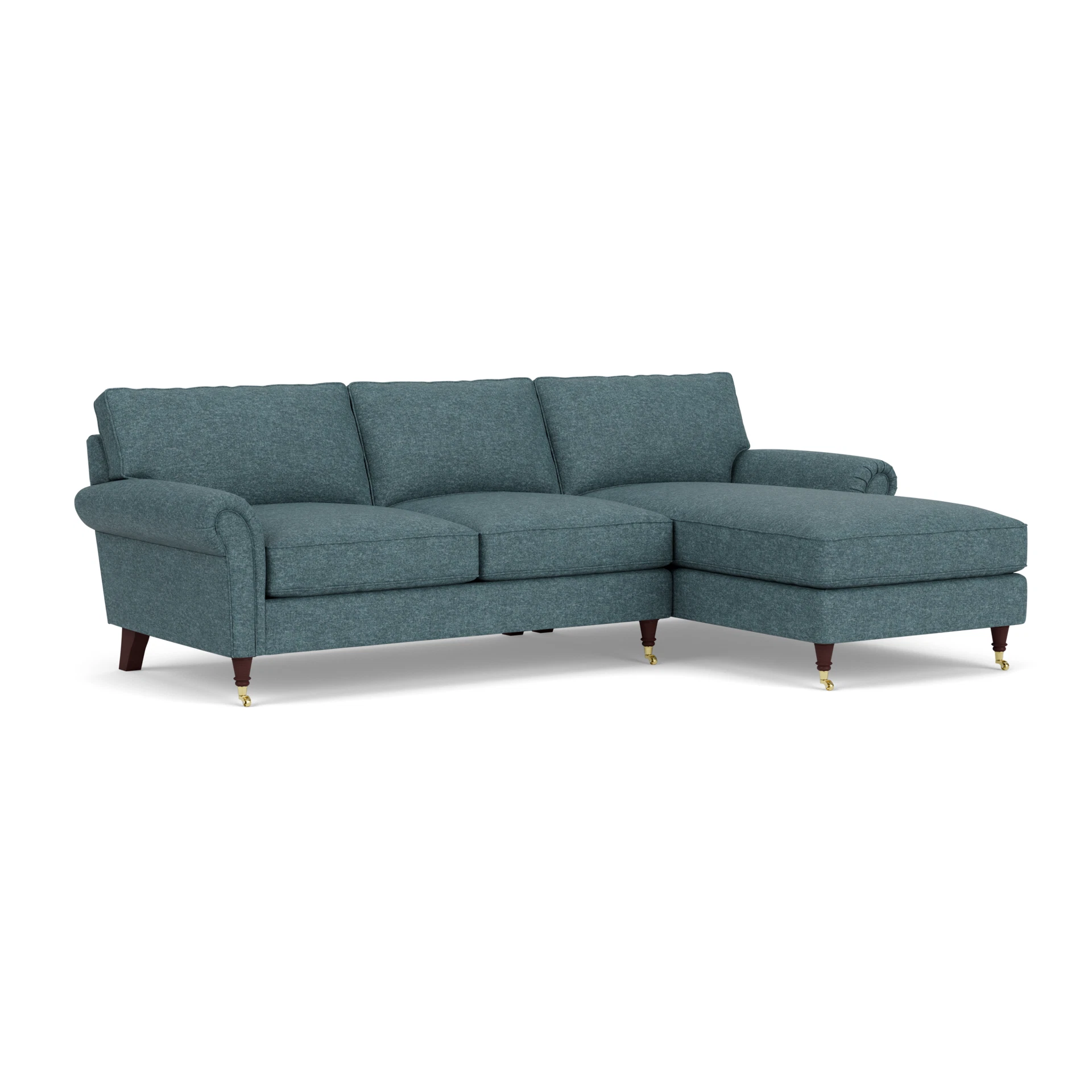 Osbourne Chaise Large Right Hand in Aquaclean Oxford - Lake Marl with Light legs