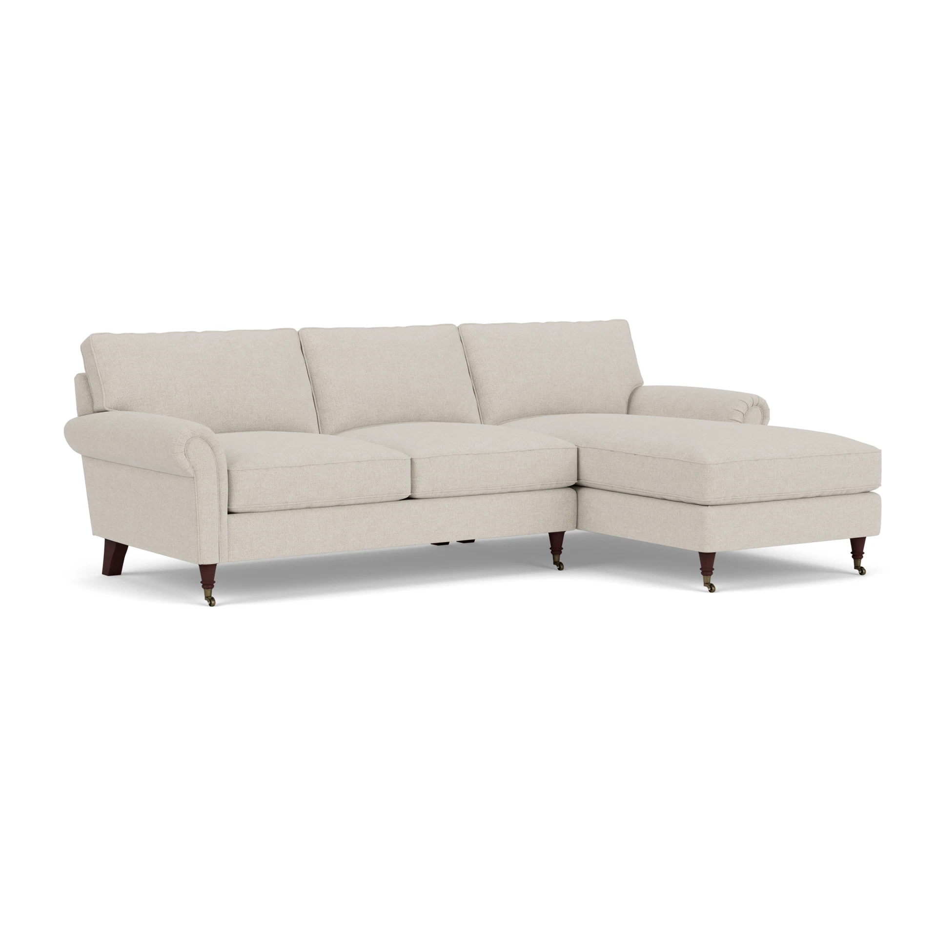 Osbourne Chaise Large Right Hand in Aquaclean Oxford - Natural with Light legs