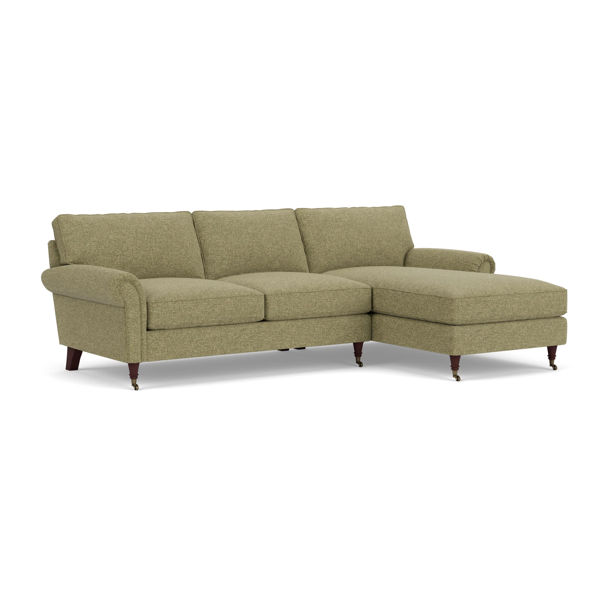 Osbourne Chaise Large Right Hand in Aquaclean Oxford - Sage with Light legs