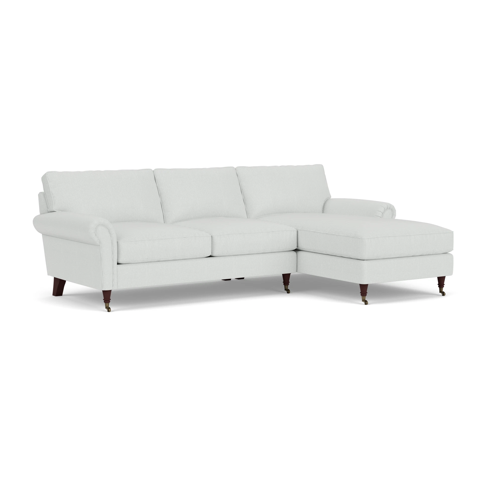Osbourne Chaise Large Right Hand in Broadway Stripe - Duck Egg with Light legs