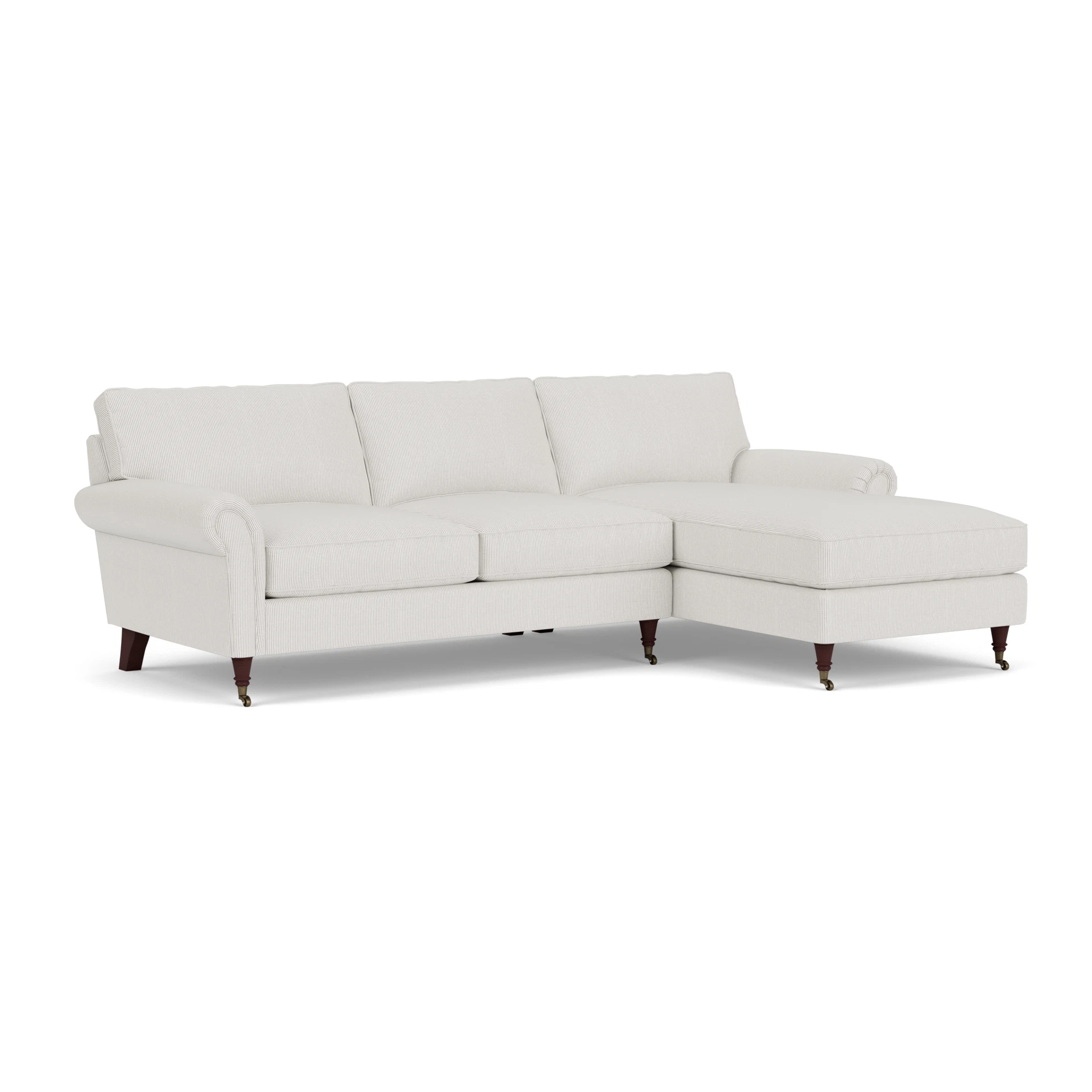 Osbourne Chaise Large Right Hand in Broadway Stripe - Grey with Light legs