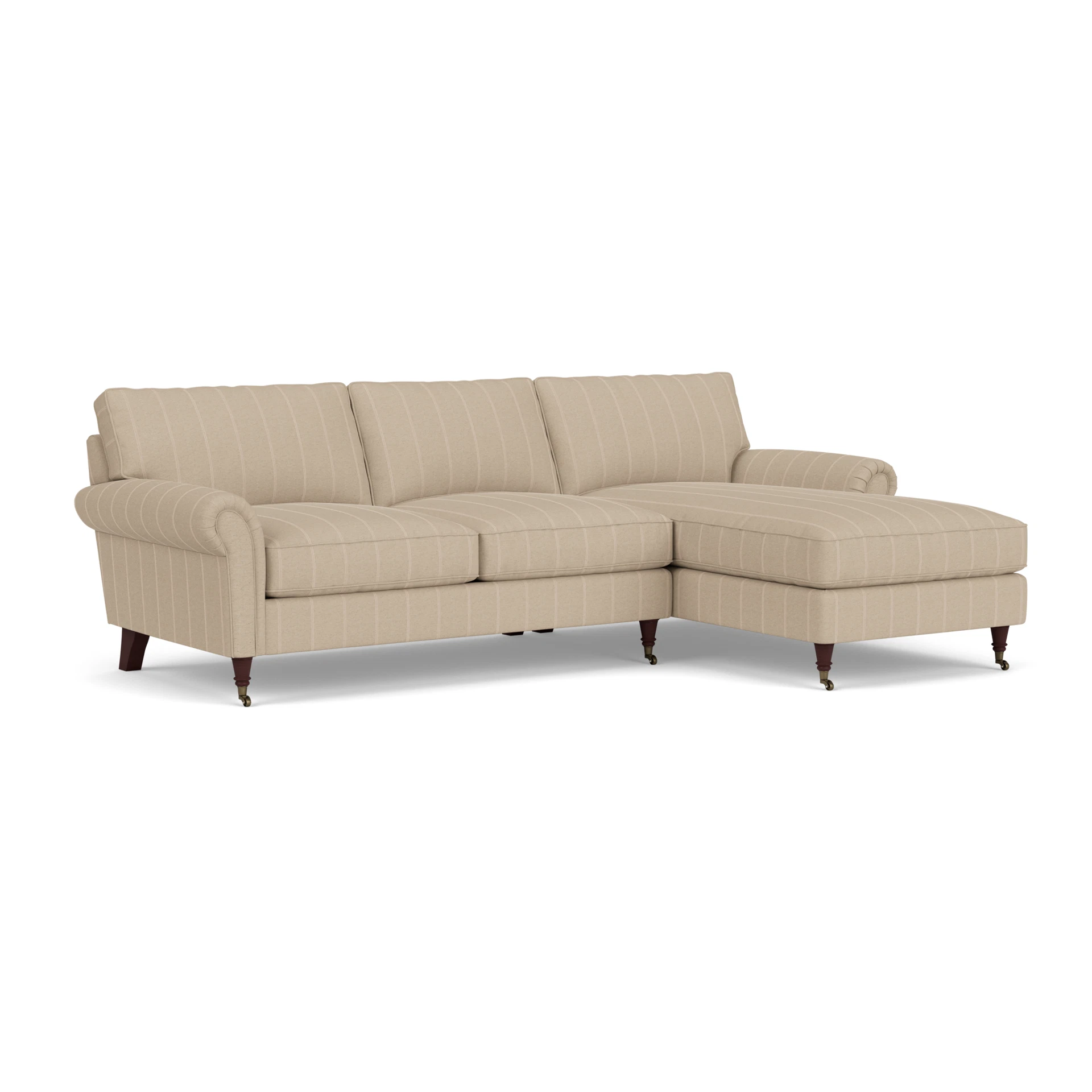 Osbourne Chaise Large Right Hand in Compton Stripe - Natural with Light legs