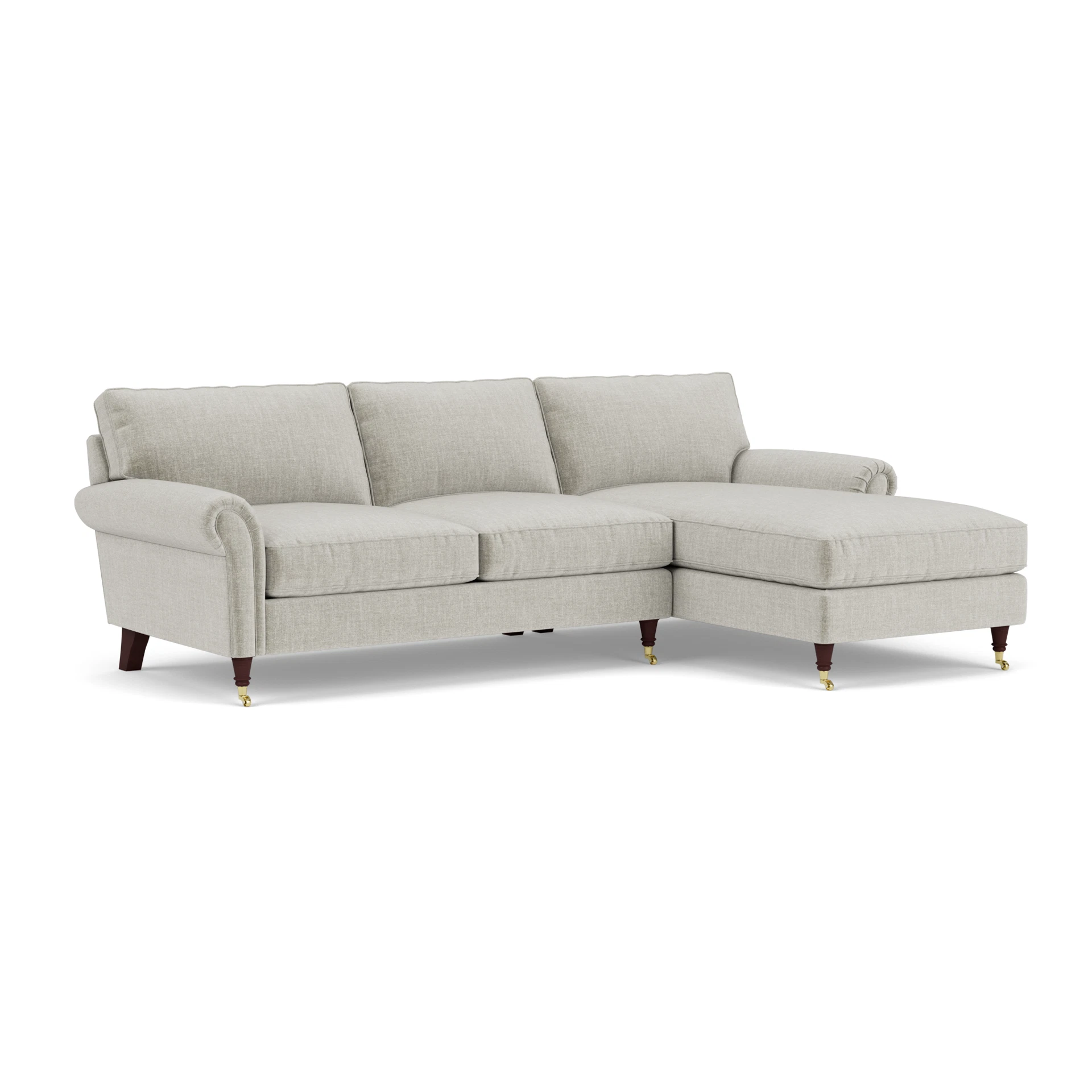 Osbourne Chaise Large Right Hand in Eco Chenille - Grey Mist with Light legs