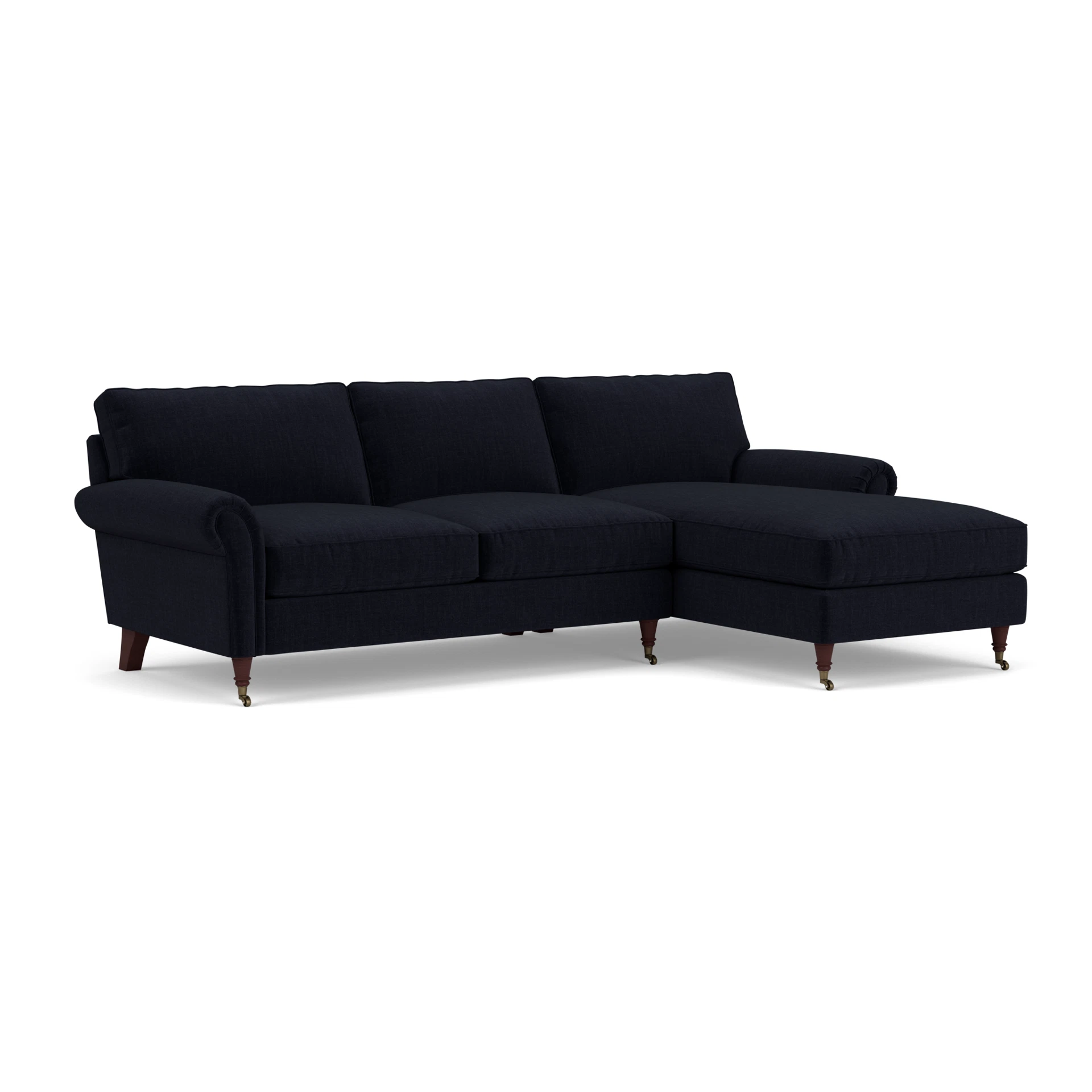 Osbourne Chaise Large Right Hand in Eco Chenille - Ink with Light legs