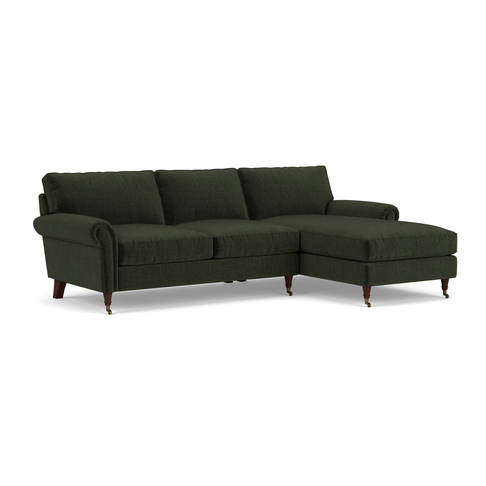 Osbourne Chaise Large Right Hand in Eco Chenille - Moss with Light legs