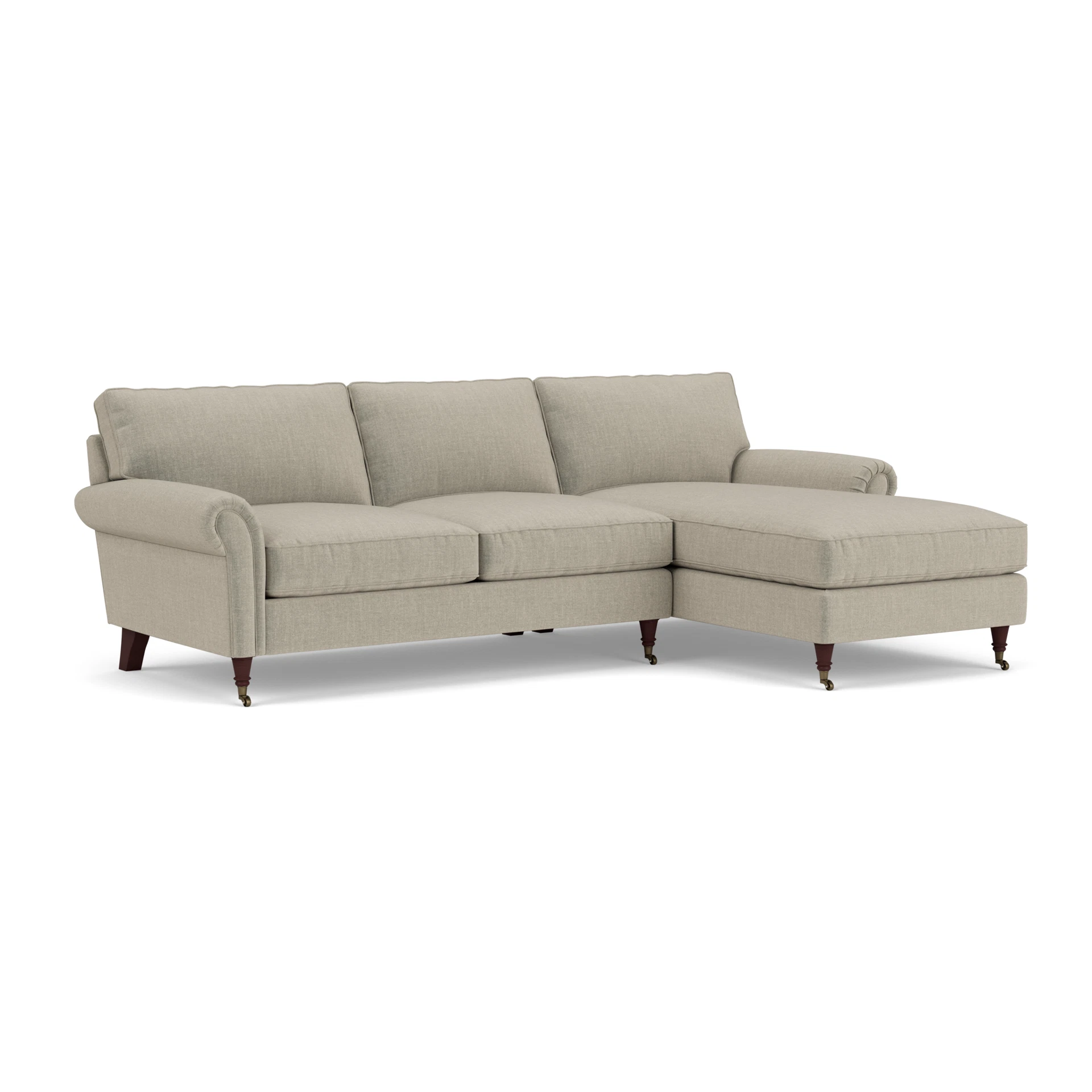 Osbourne Chaise Large Right Hand in Eco Chenille - Natural with Light legs