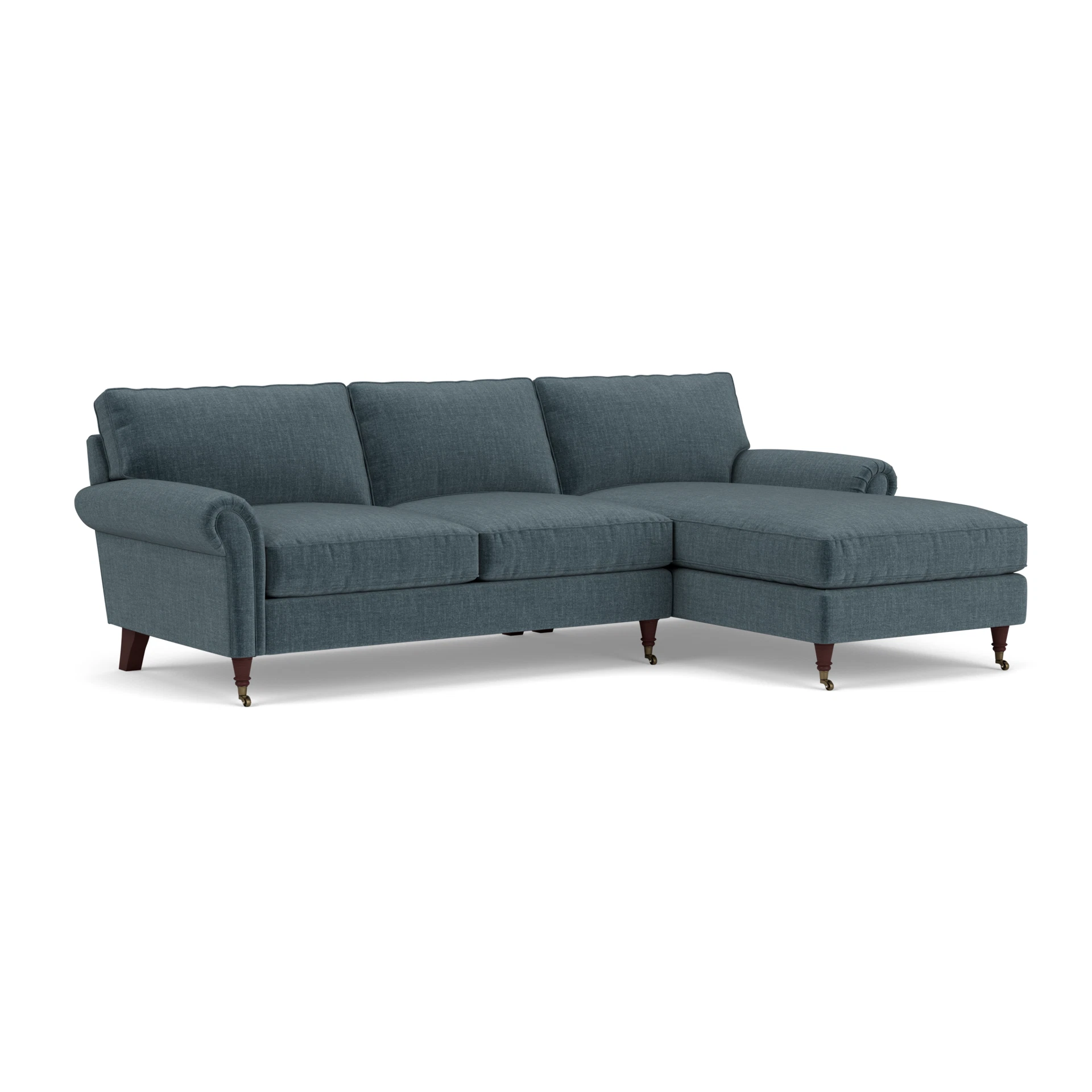Osbourne Chaise Large Right Hand in Eco Chenille - Teal with Light legs