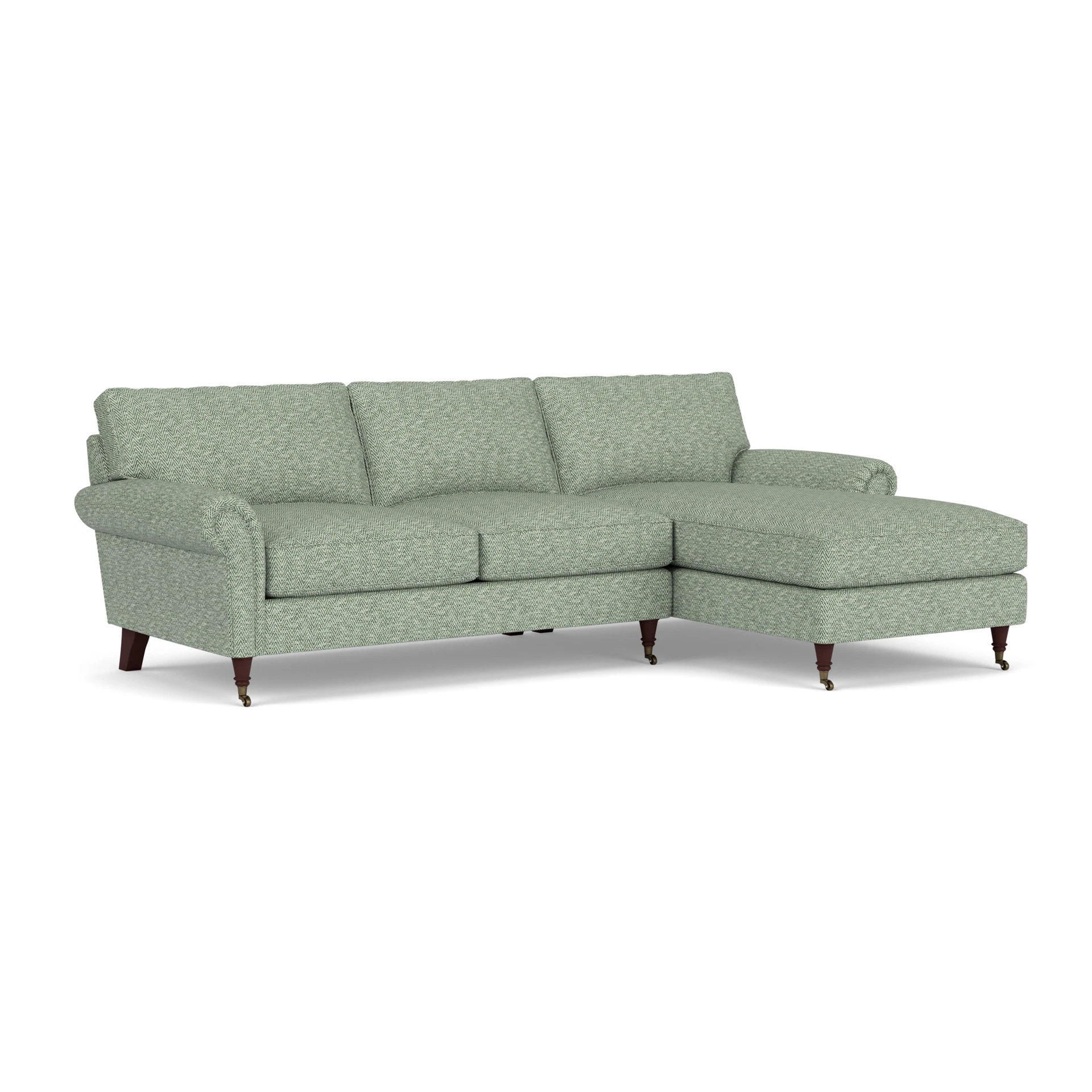 Osbourne Chaise Large Right Hand in Herringbone Weave - Lake with Light legs