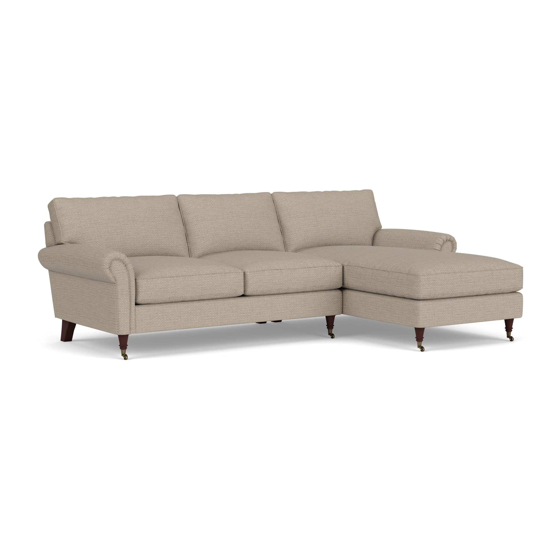 Osbourne Chaise Large Right Hand in Herringbone Weave - Natural with Light legs