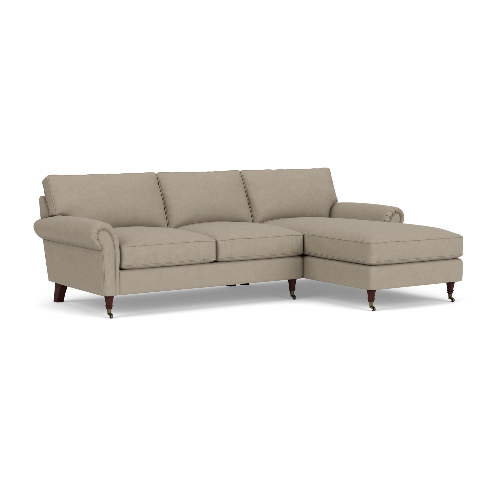 Osbourne Chaise Large Right Hand in House Linen Mix - Dove Grey with Light legs