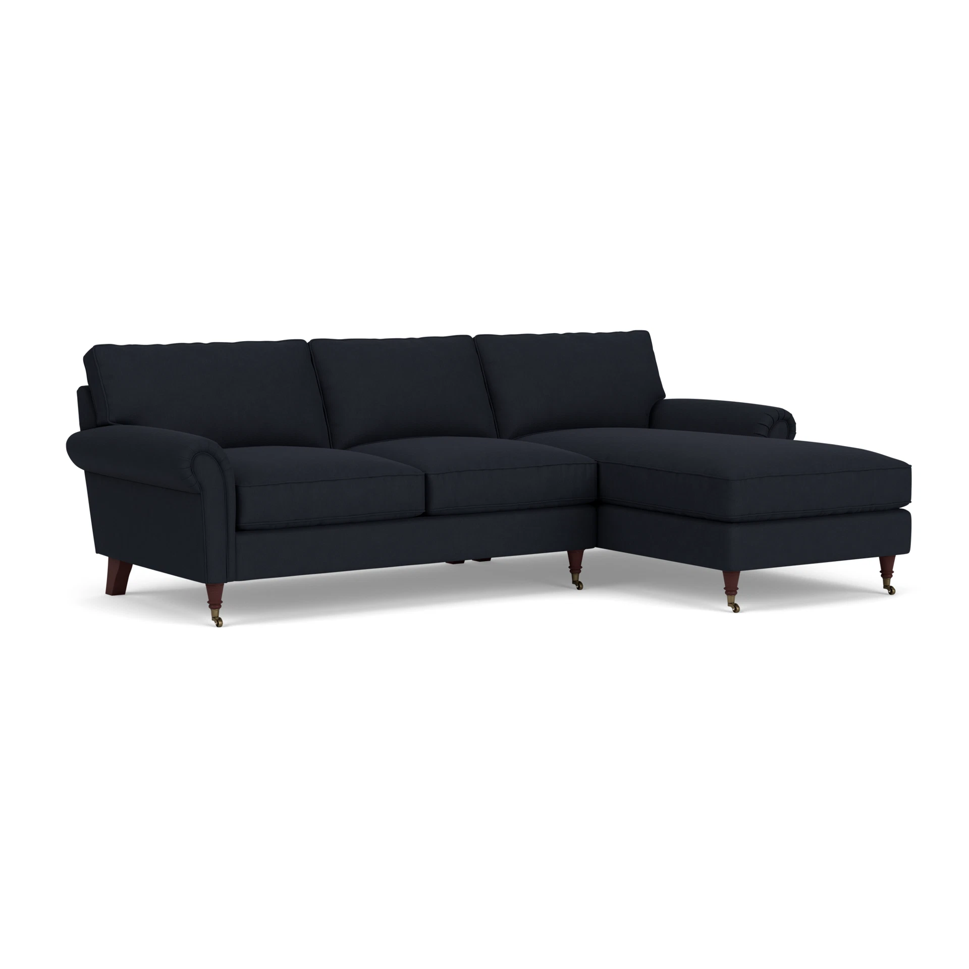 Osbourne Chaise Large Right Hand in House Linen Mix - Ink with Light legs