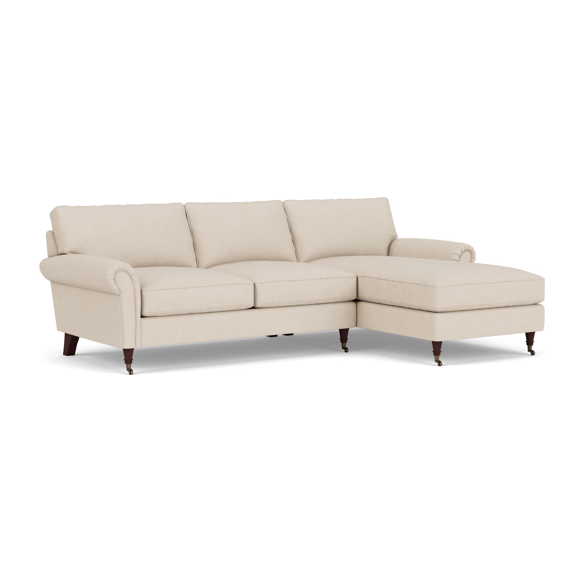 Osbourne Chaise Large Right Hand in House Linen Mix - Lily White with Light legs