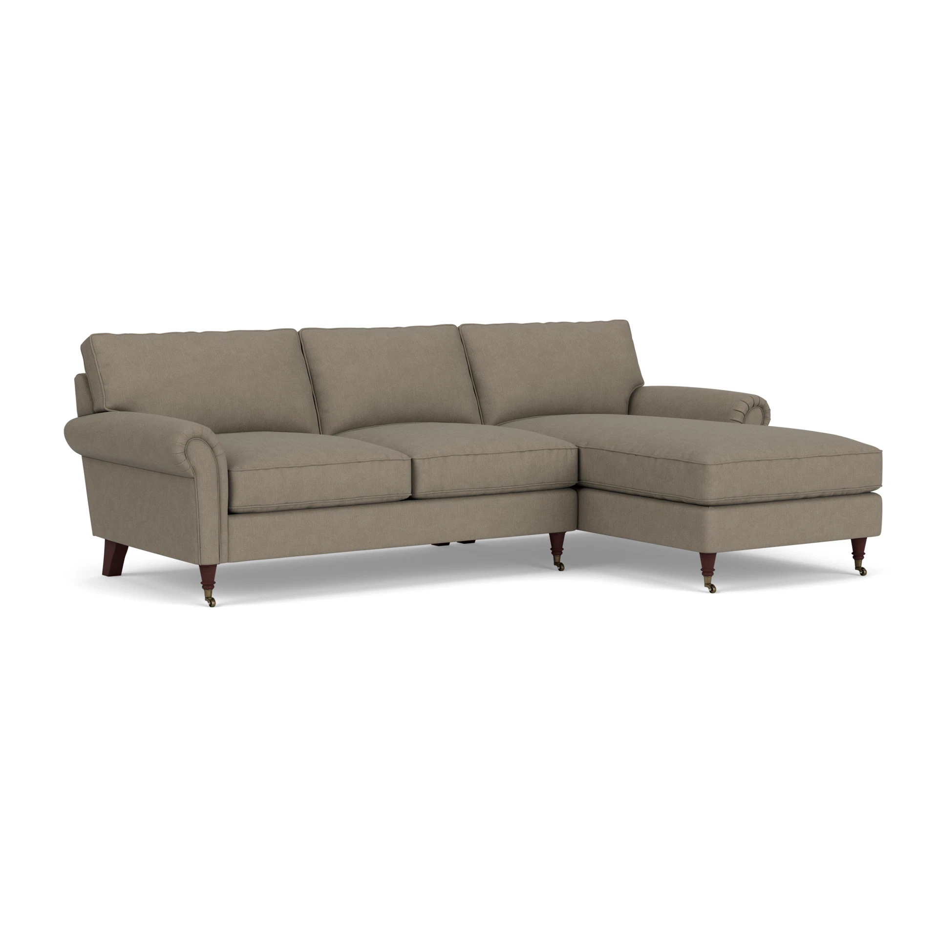 Osbourne Chaise Large Right Hand in House Linen Mix - Mid Grey with Light legs