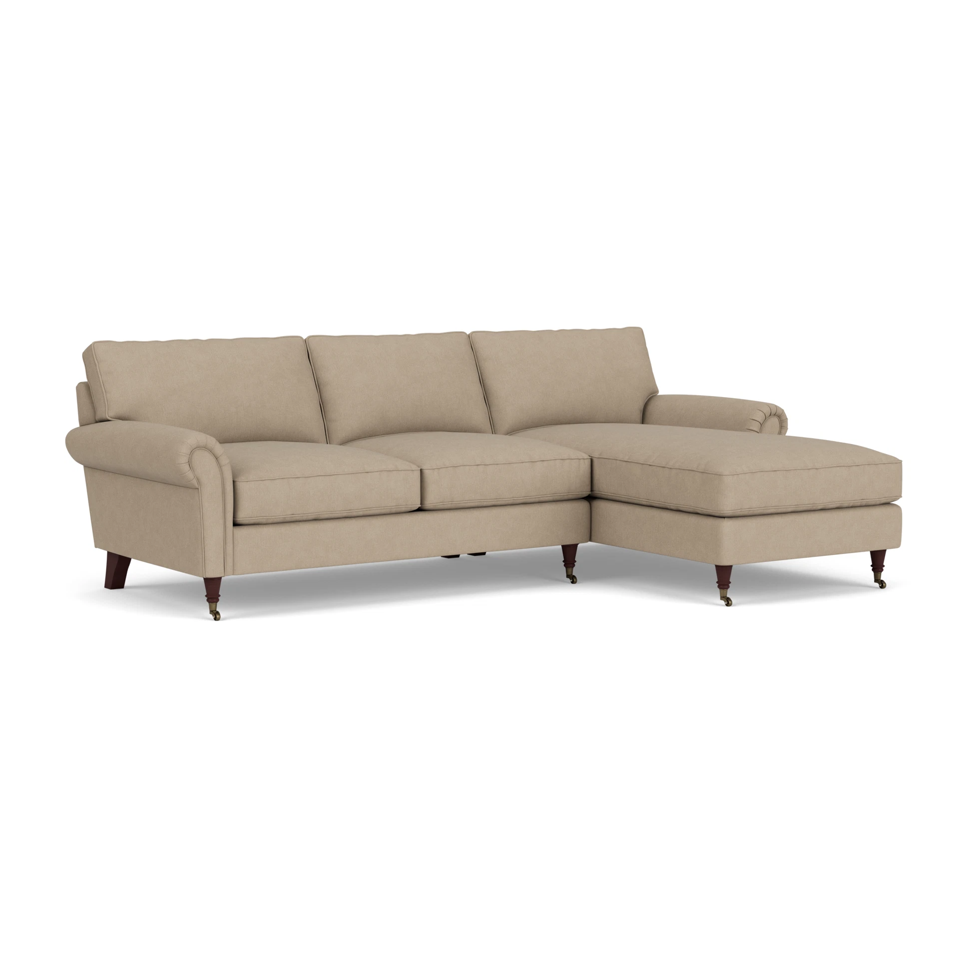 Osbourne Chaise Large Right Hand in House Linen Mix - Natural with Light legs