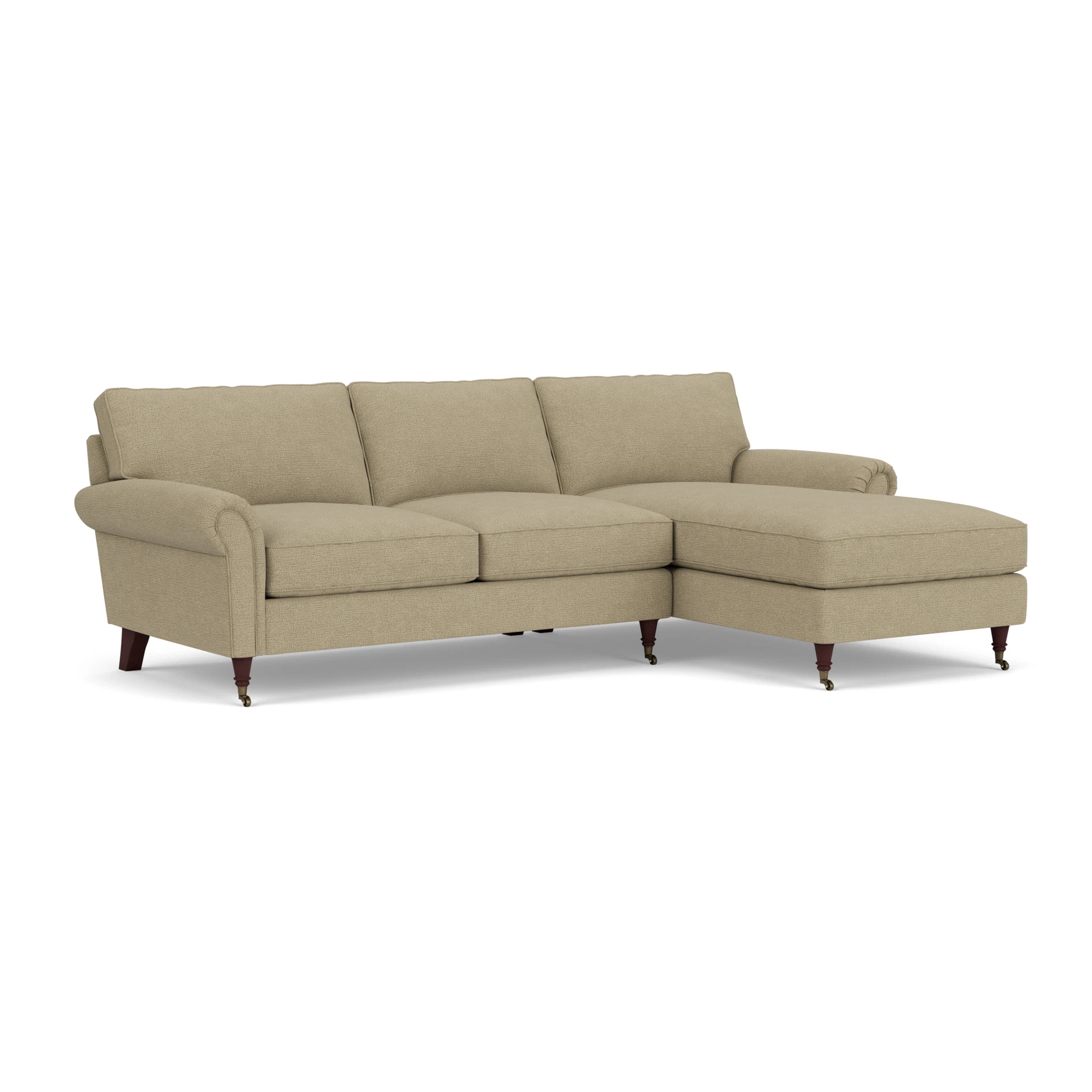 Osbourne Chaise Large Right Hand in House Weave - Green Marl with Light legs