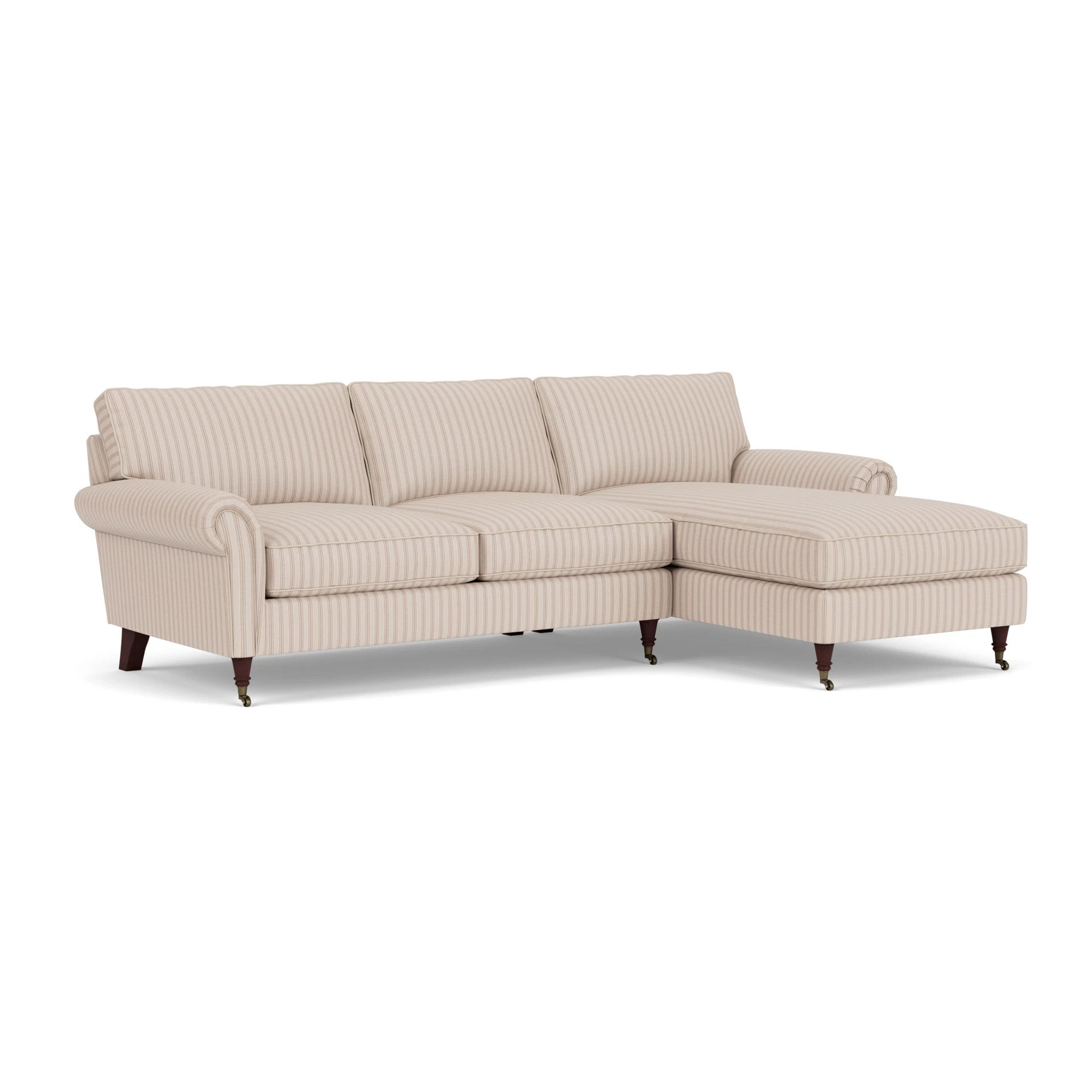 Osbourne Chaise Large Right Hand in Kingham Stripe - Flax with Light legs