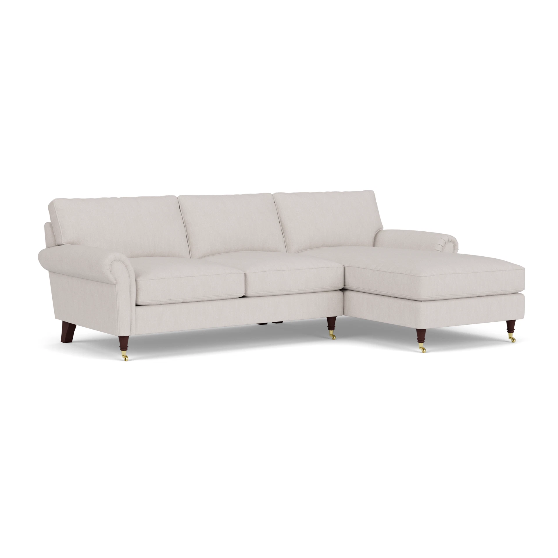 Osbourne Chaise Large Right Hand in Luxury Italian Linen - Soft White with Light legs