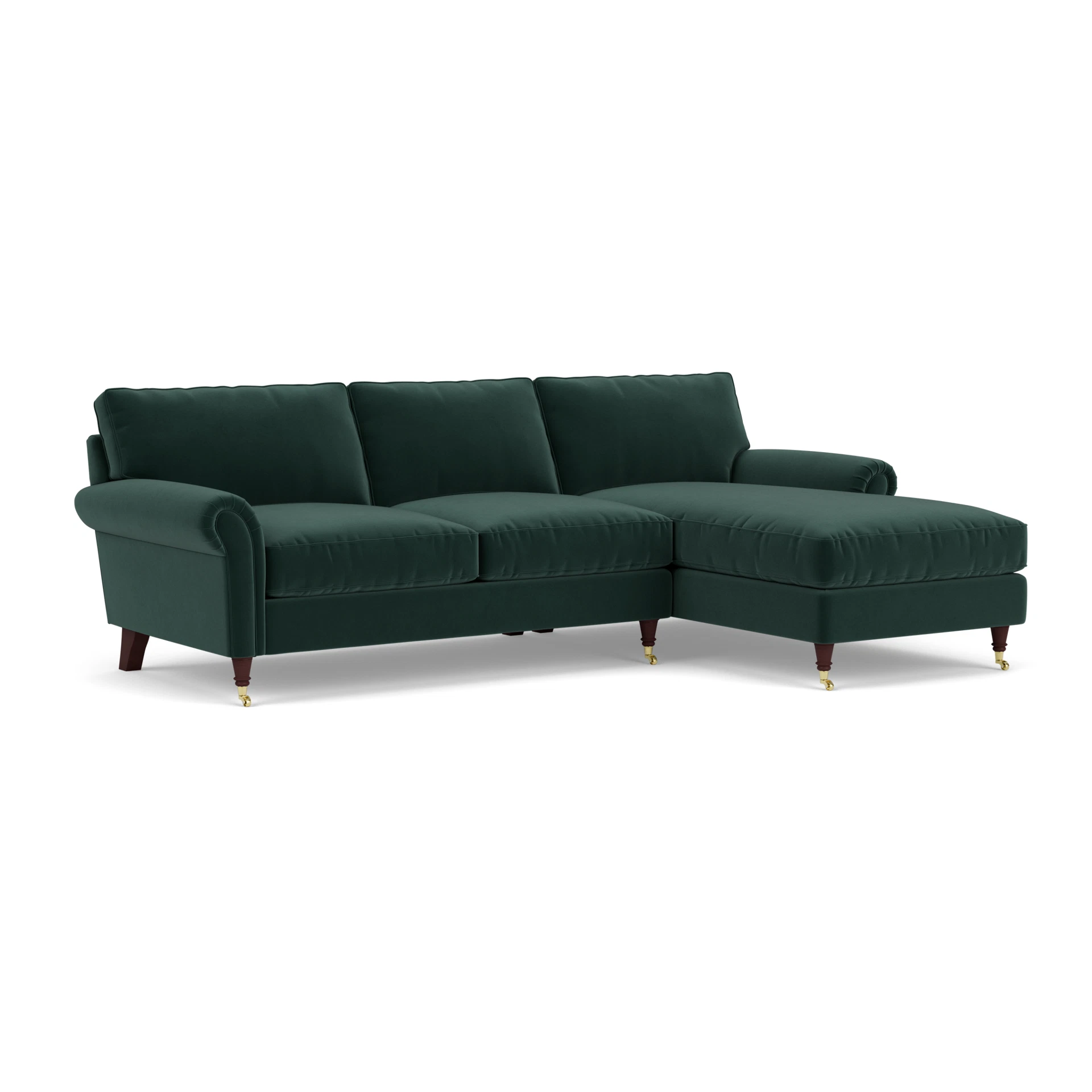 Osbourne Chaise Large Right Hand in Matt Velvet - Lake with Light legs