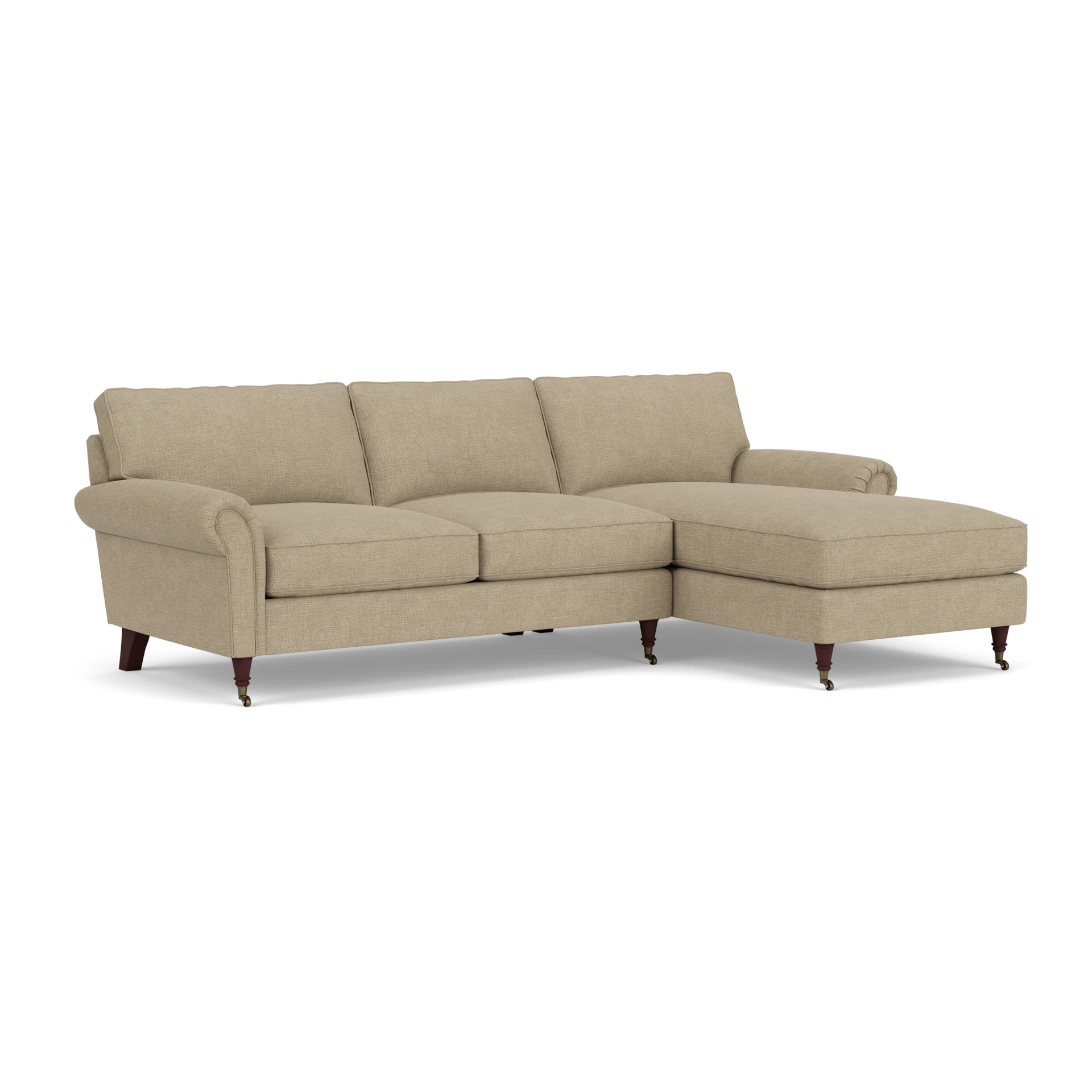 Osbourne Chaise Large Right Hand in Rustic Weave - Apple with Light legs