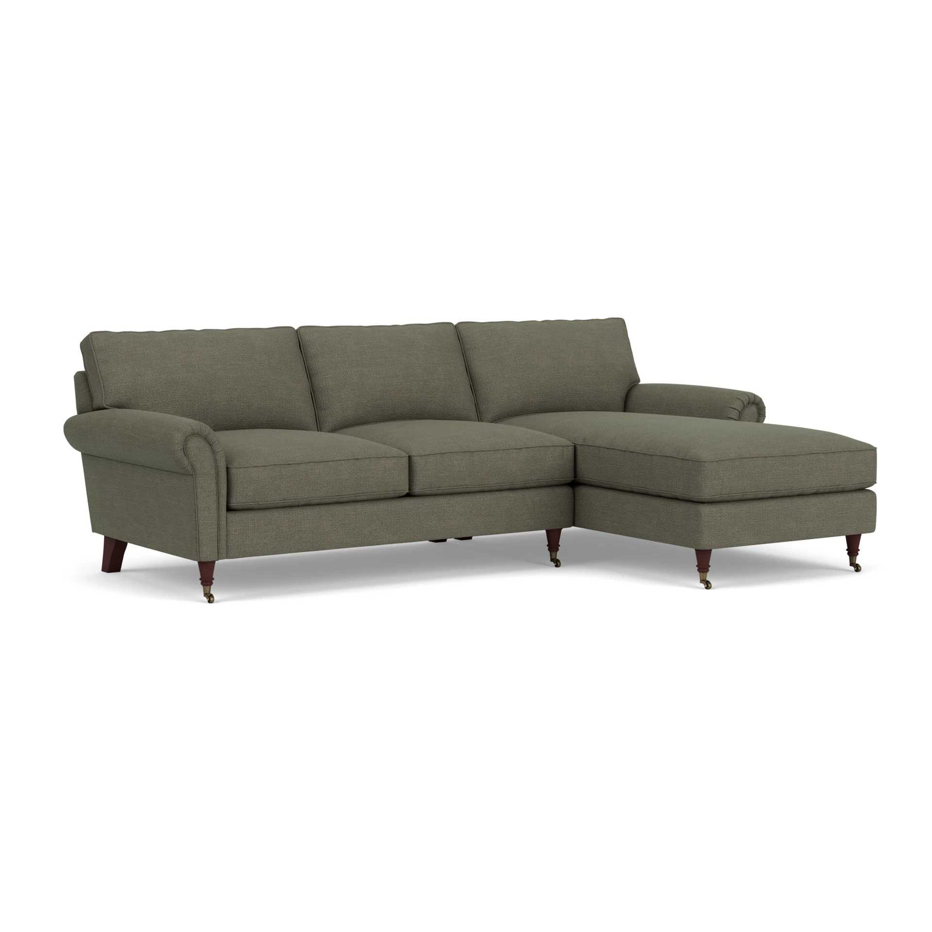 Osbourne Chaise Large Right Hand in Rustic Weave - Deep Forest with Light legs