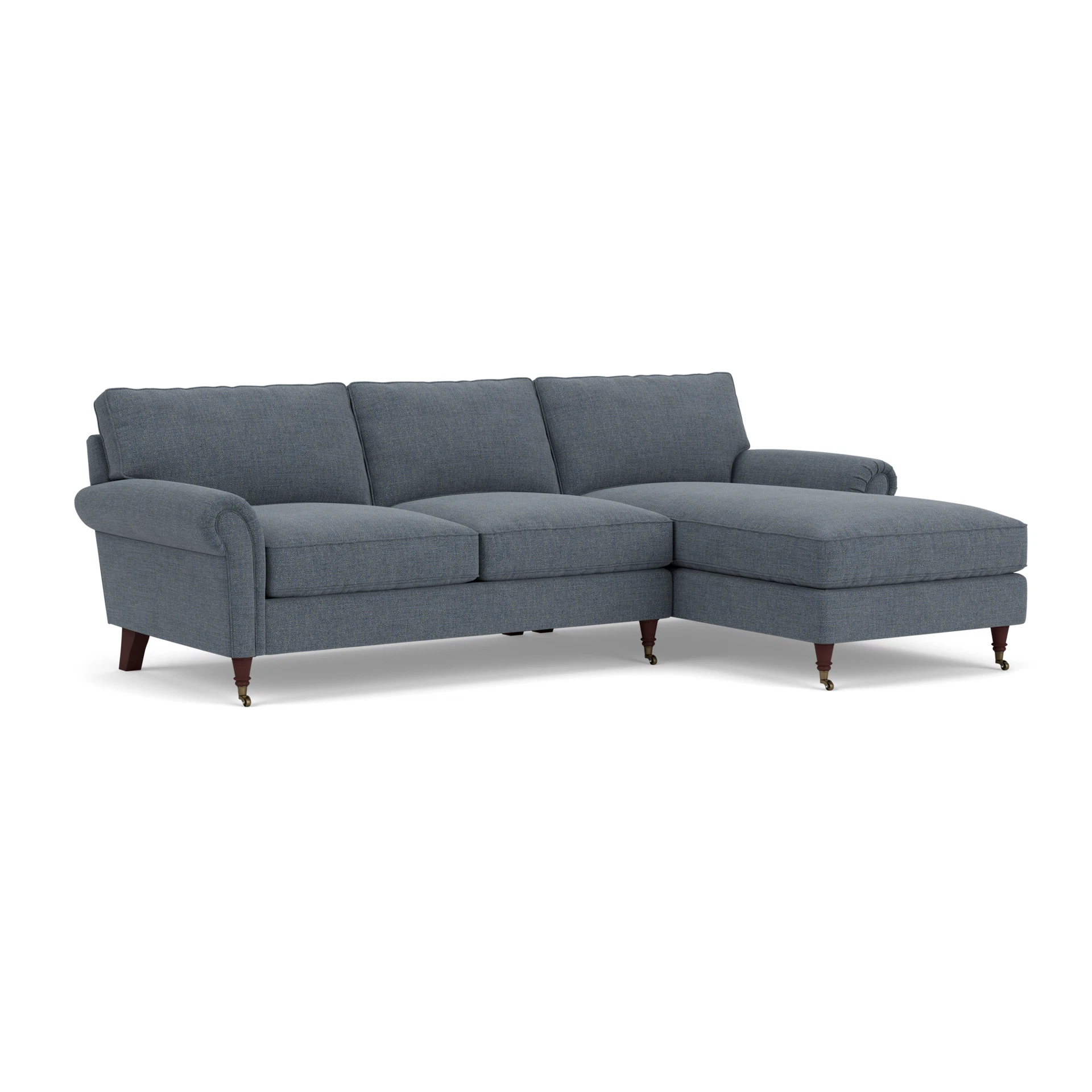 Osbourne Chaise Large Right Hand in Rustic Weave - Indigo with Light legs