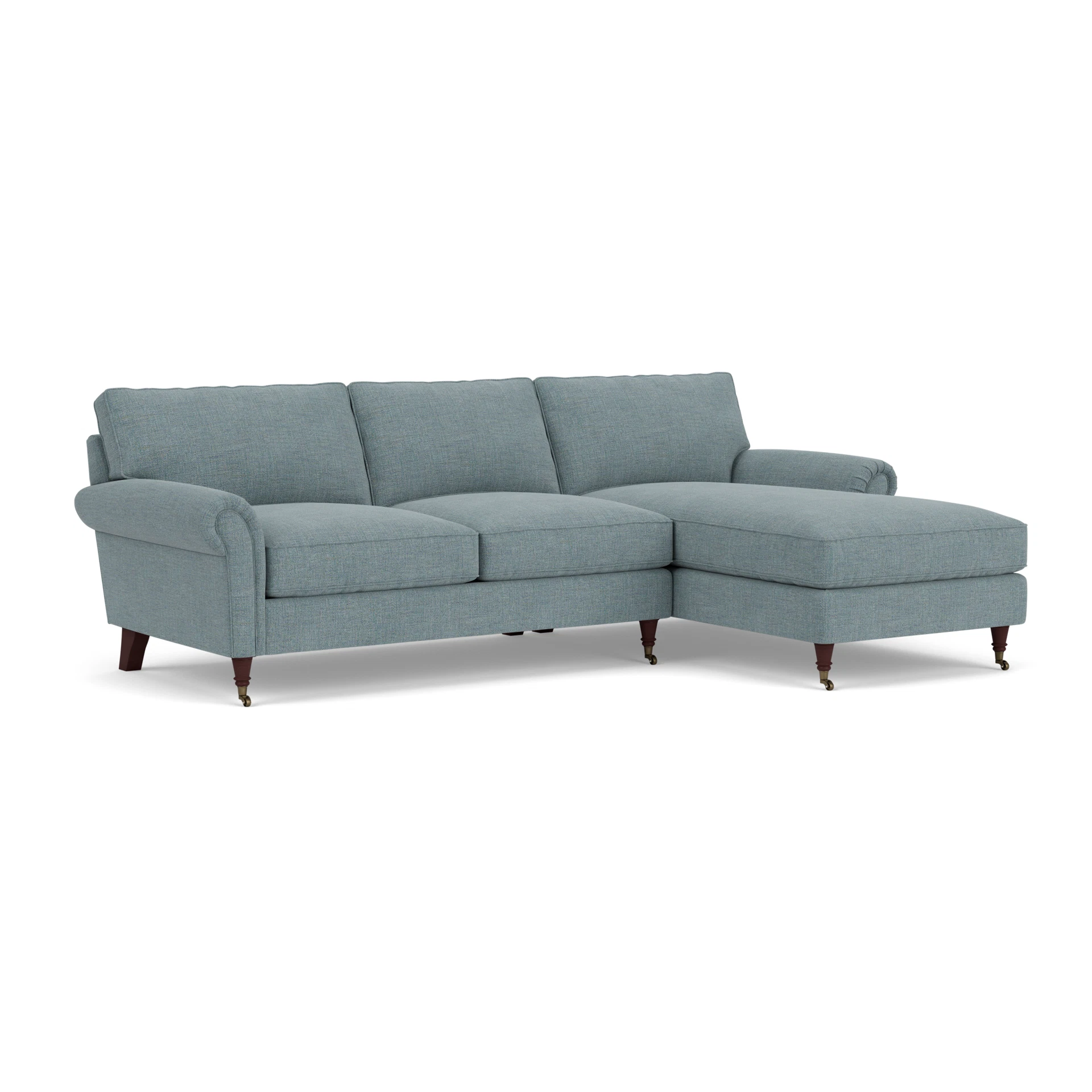 Osbourne Chaise Large Right Hand in Rustic Weave - Teal Marl with Light legs