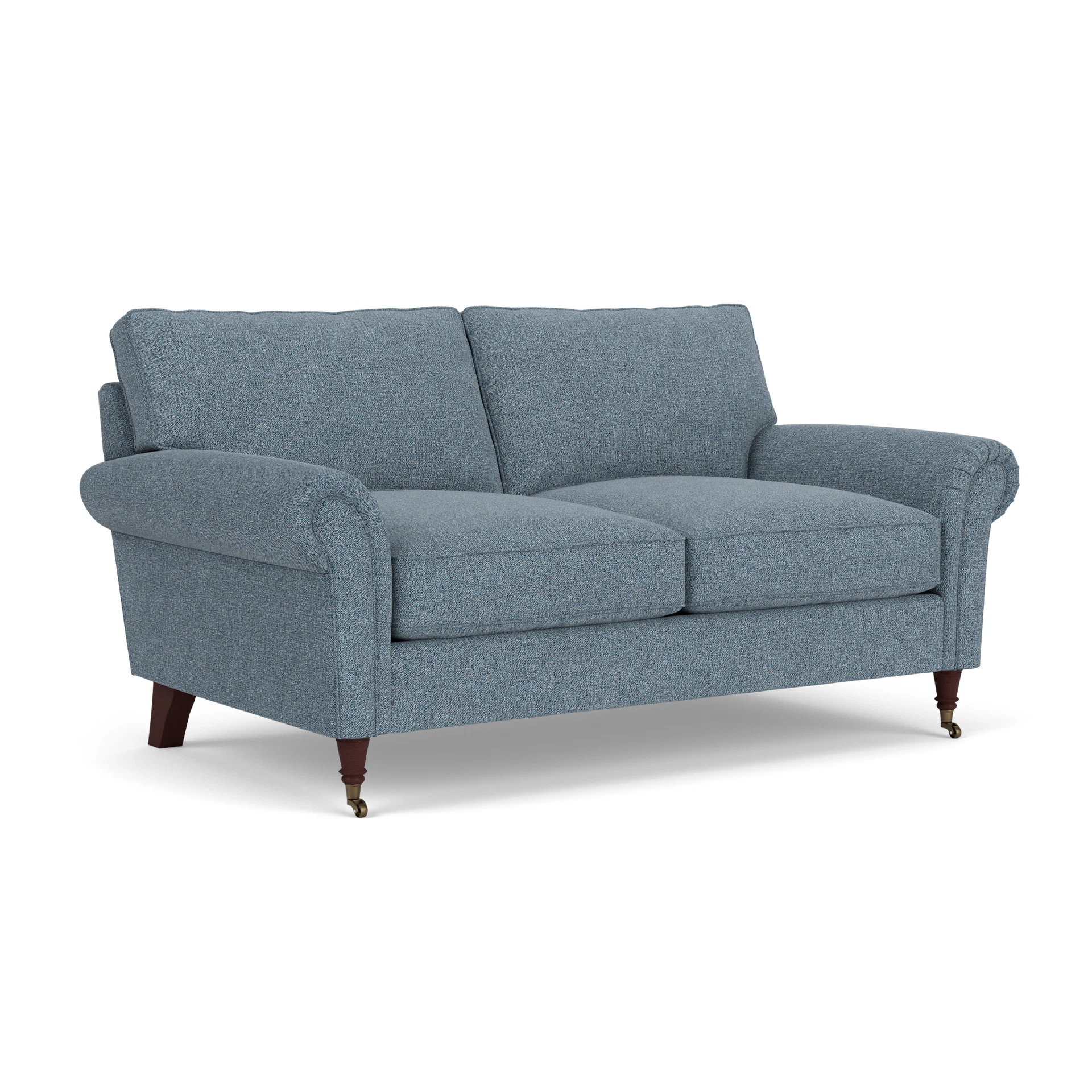 Osbourne Large 2 Seater Sofa in Aquaclean Oxford - Mid Blue with Light legs
