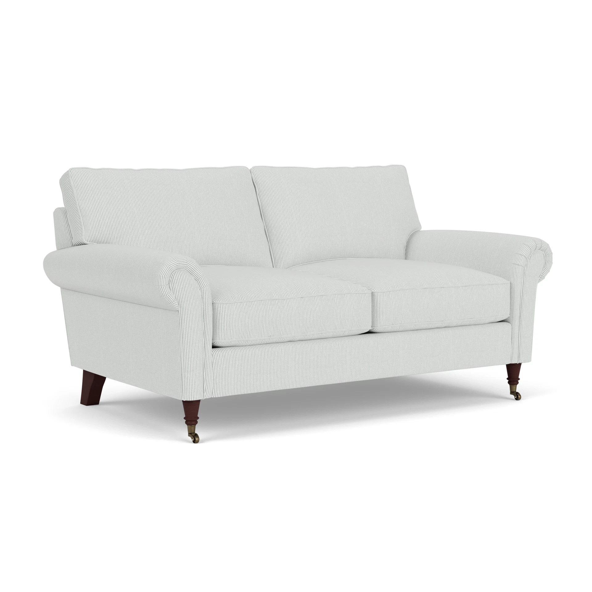 Osbourne Large 2 Seater Sofa in Broadway Stripe - Duck Egg with Light legs