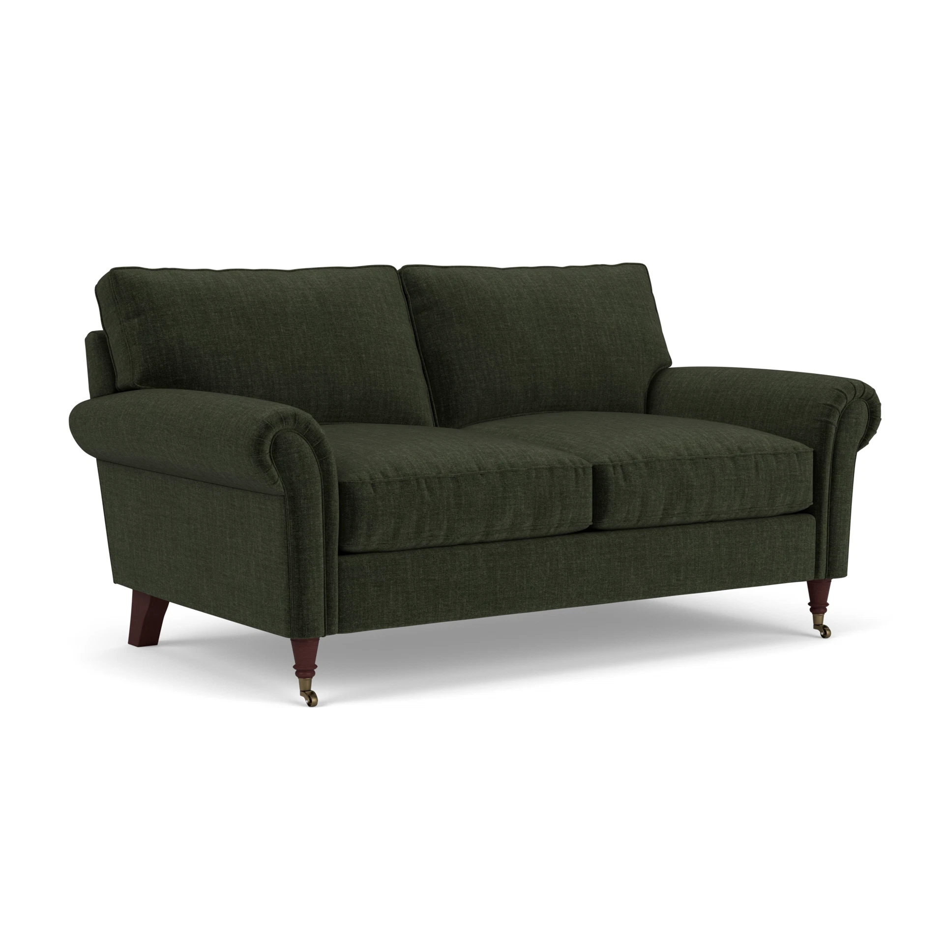 Osbourne Large 2 Seater Sofa in Eco Chenille - Moss with Light legs