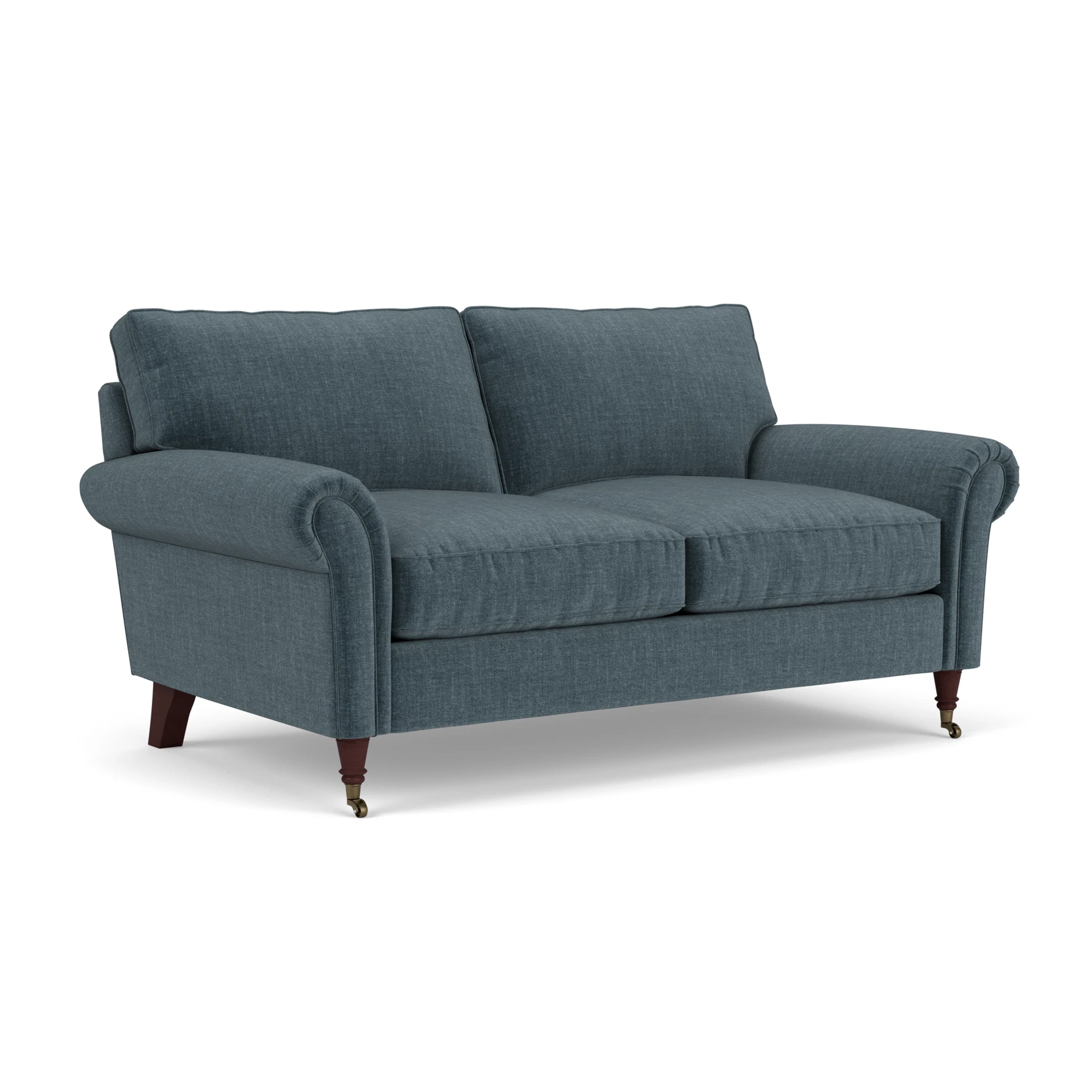 Osbourne Large 2 Seater Sofa in Eco Chenille - Teal with Light legs