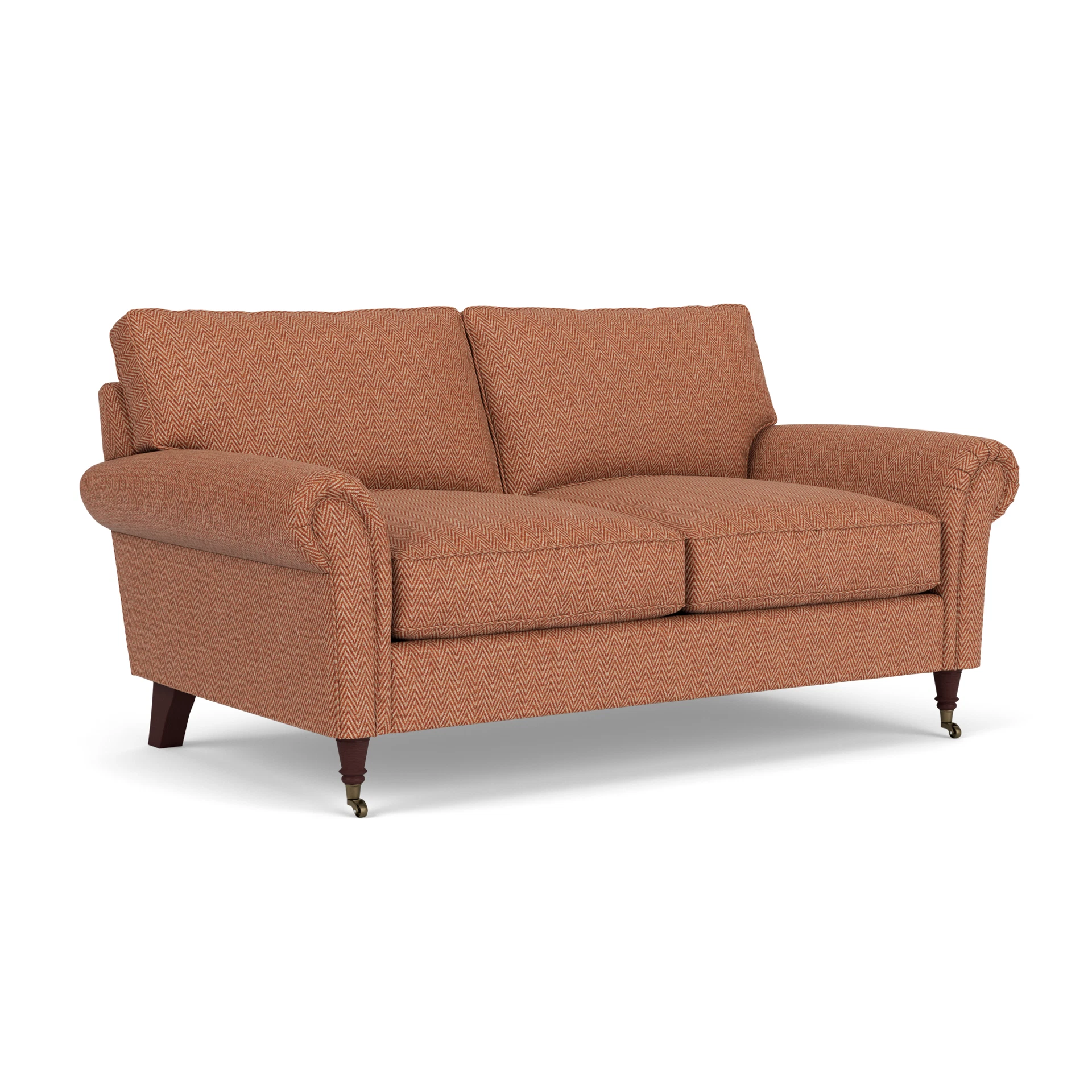 Osbourne Large 2 Seater Sofa in Herringbone Weave - Brick with Light legs