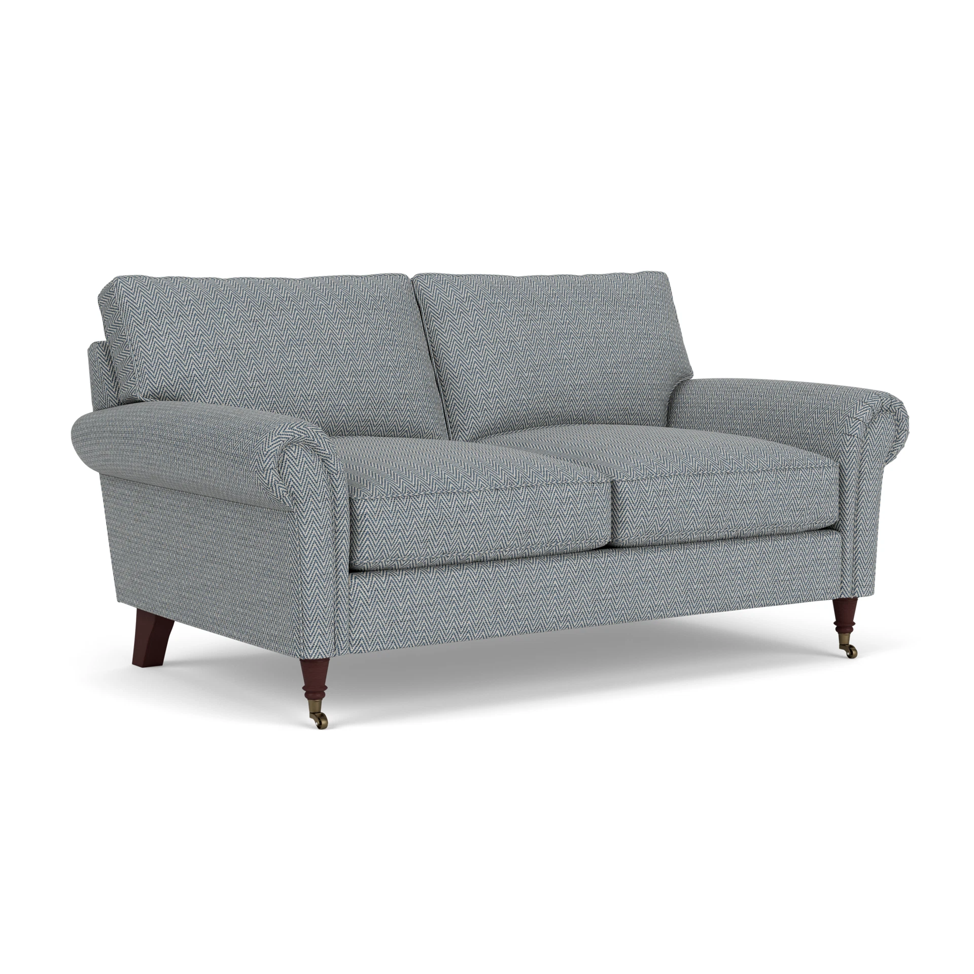 Osbourne Large 2 Seater Sofa in Herringbone Weave - Navy with Light legs