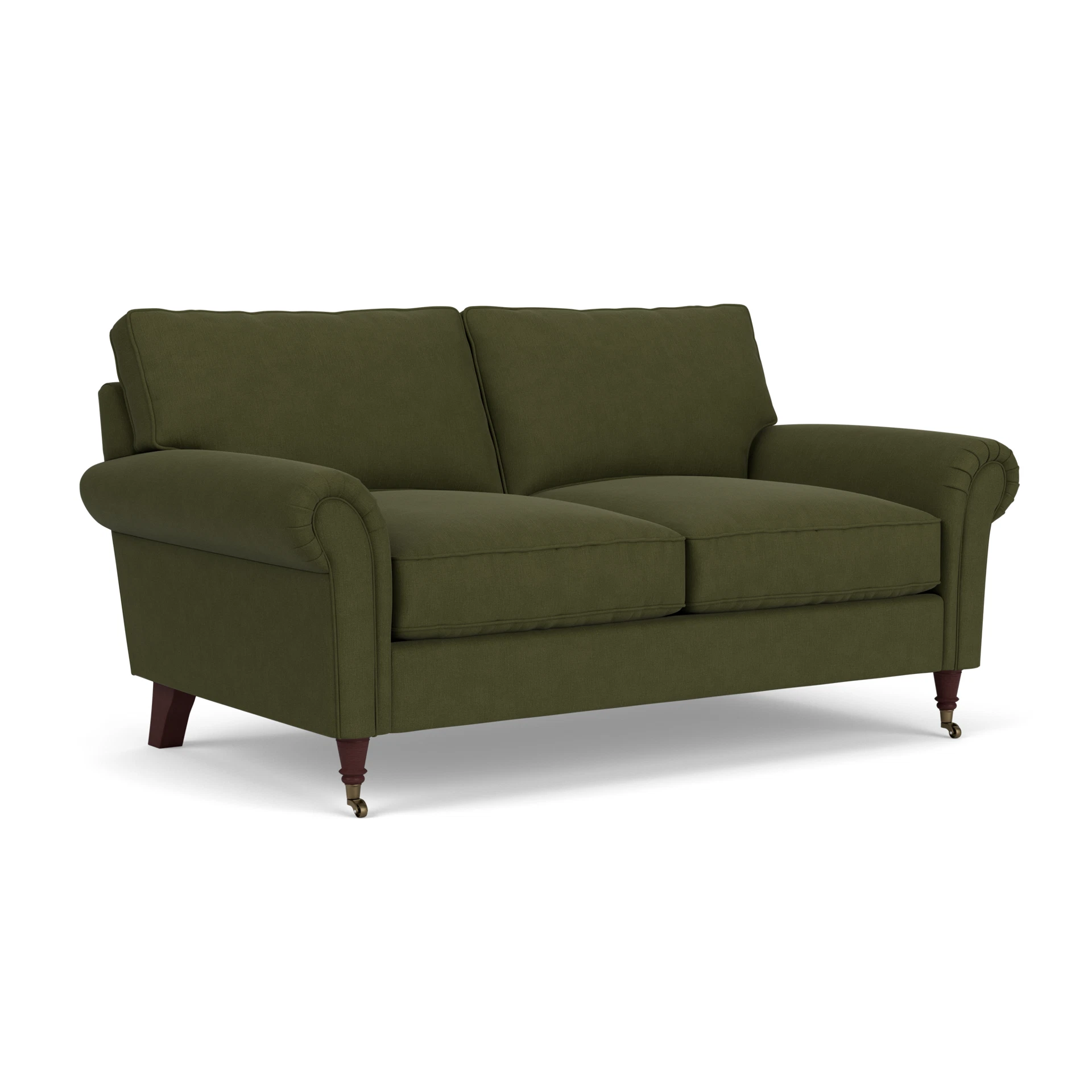 Osbourne Large 2 Seater Sofa in House Linen Mix - Forest Green with Light legs