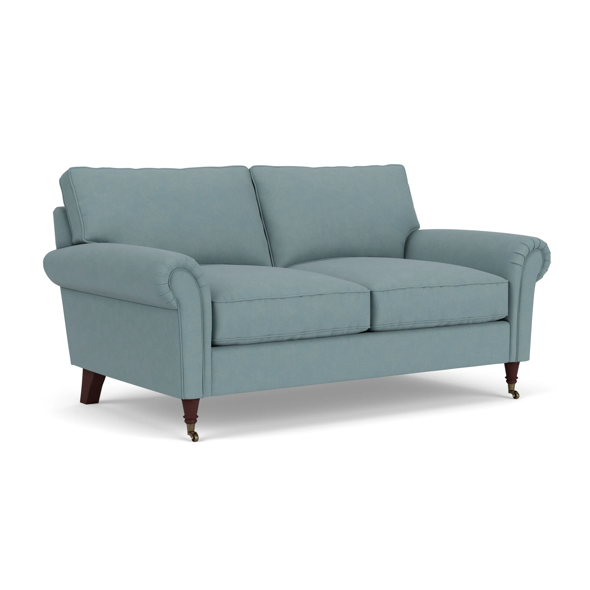 Osbourne Large 2 Seater Sofa in House Linen Mix - Sky Blue with Light legs