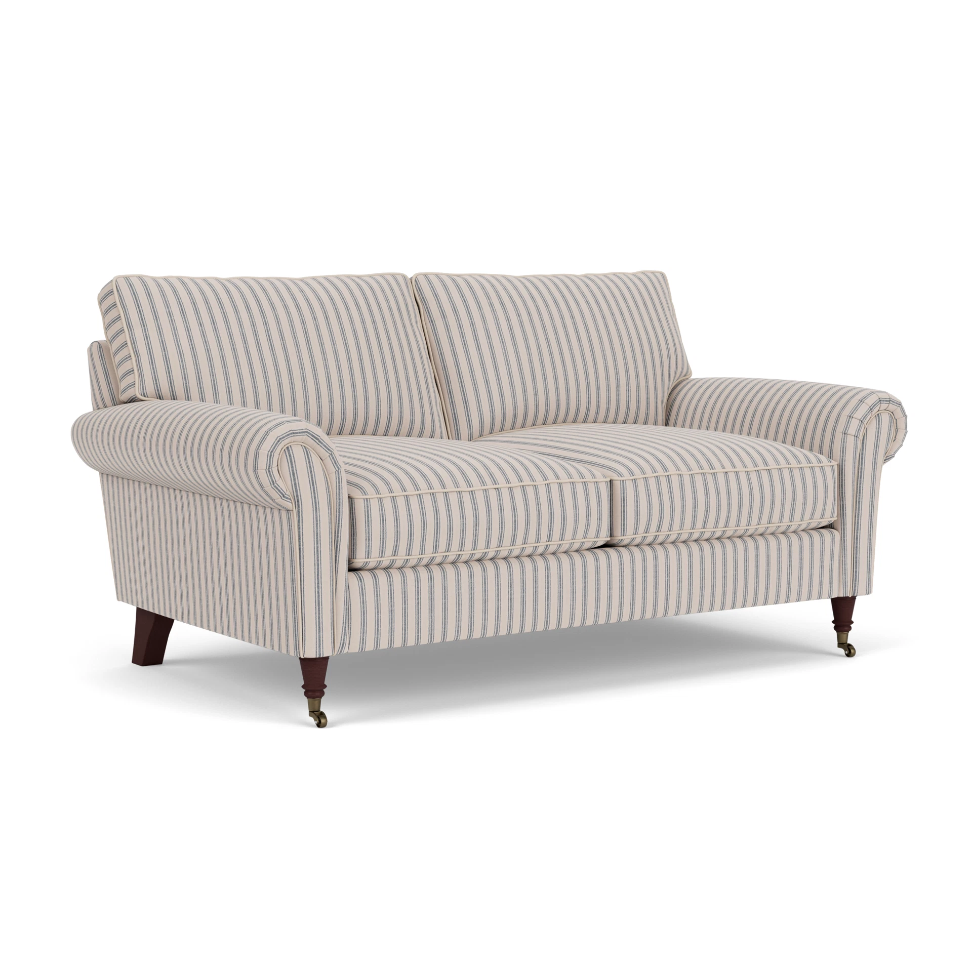 Osbourne Large 2 Seater Sofa in Kingham Stripe - Indigo with Light legs
