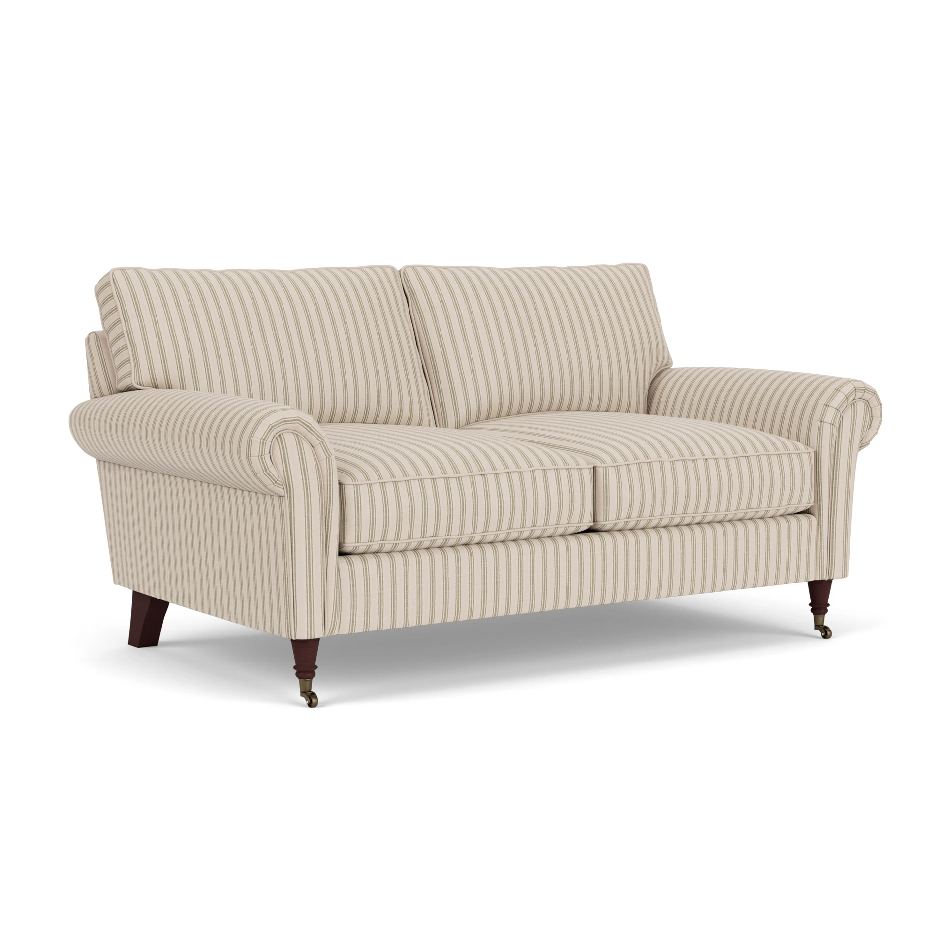 Osbourne Large 2 Seater Sofa in Kingham Stripe - Sage with Light legs