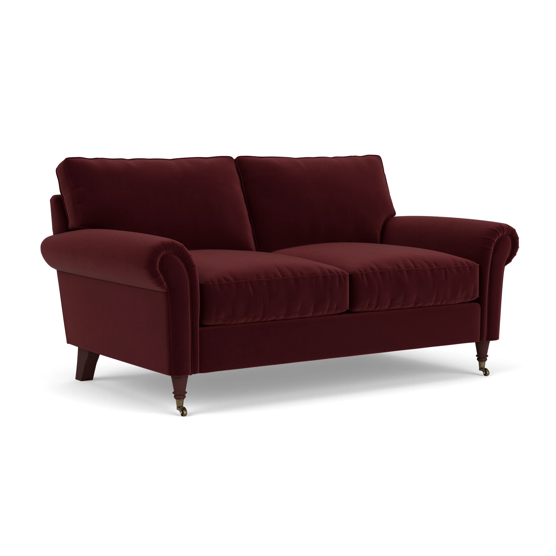 Osbourne Large 2 Seater Sofa in Matt Velvet - Dark Rosehip with Light legs