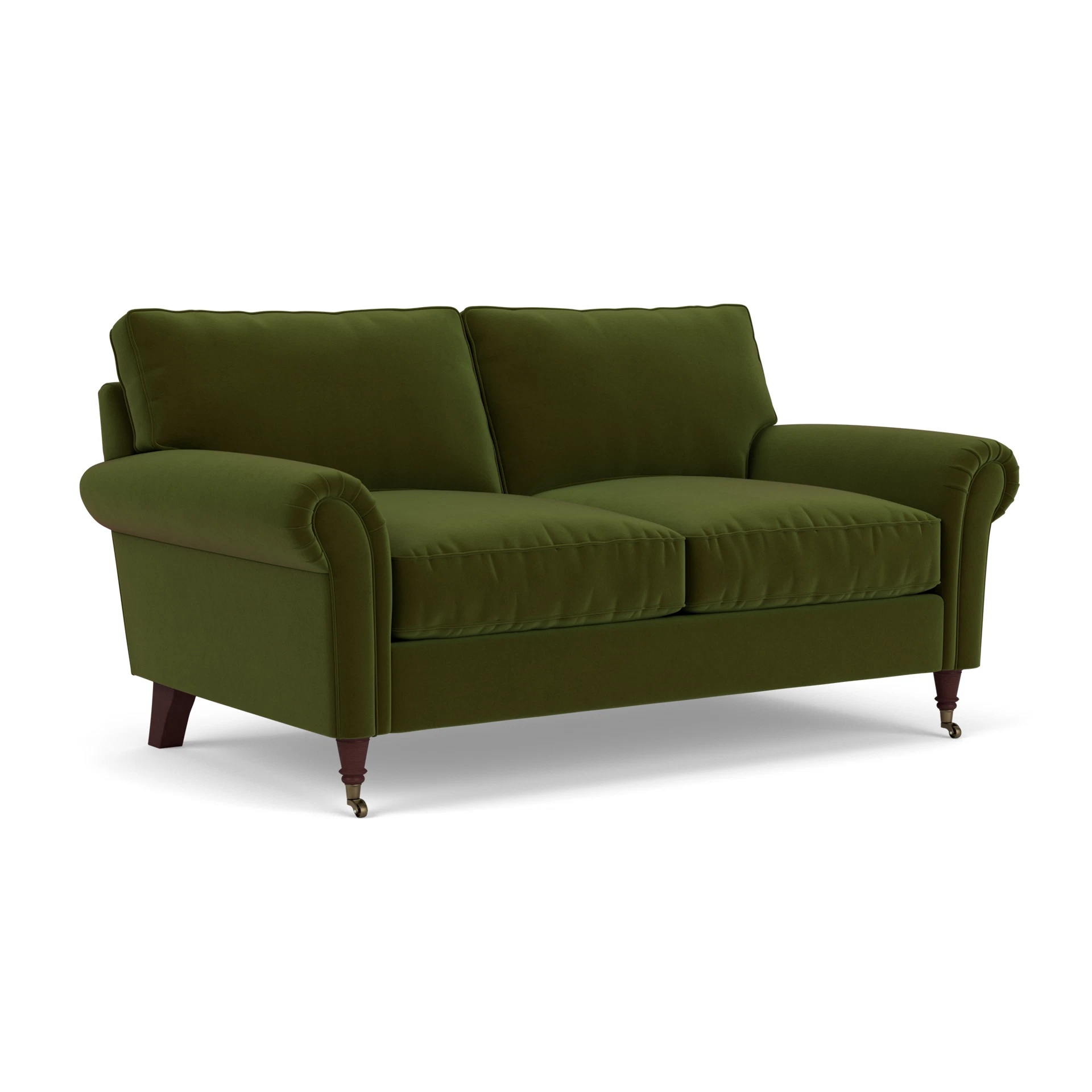 Osbourne Large 2 Seater Sofa in Matt Velvet - Forest Green with Light legs