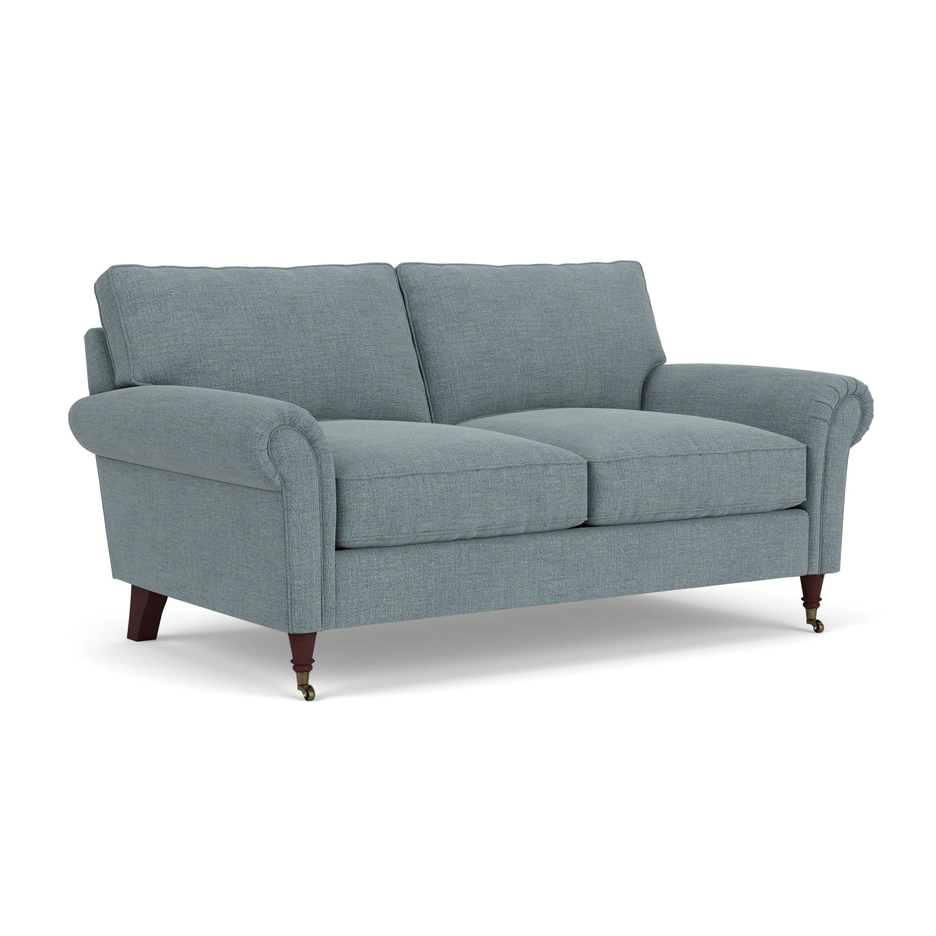 Osbourne Large 2 Seater Sofa in Rustic Weave - Teal Marl with Light legs