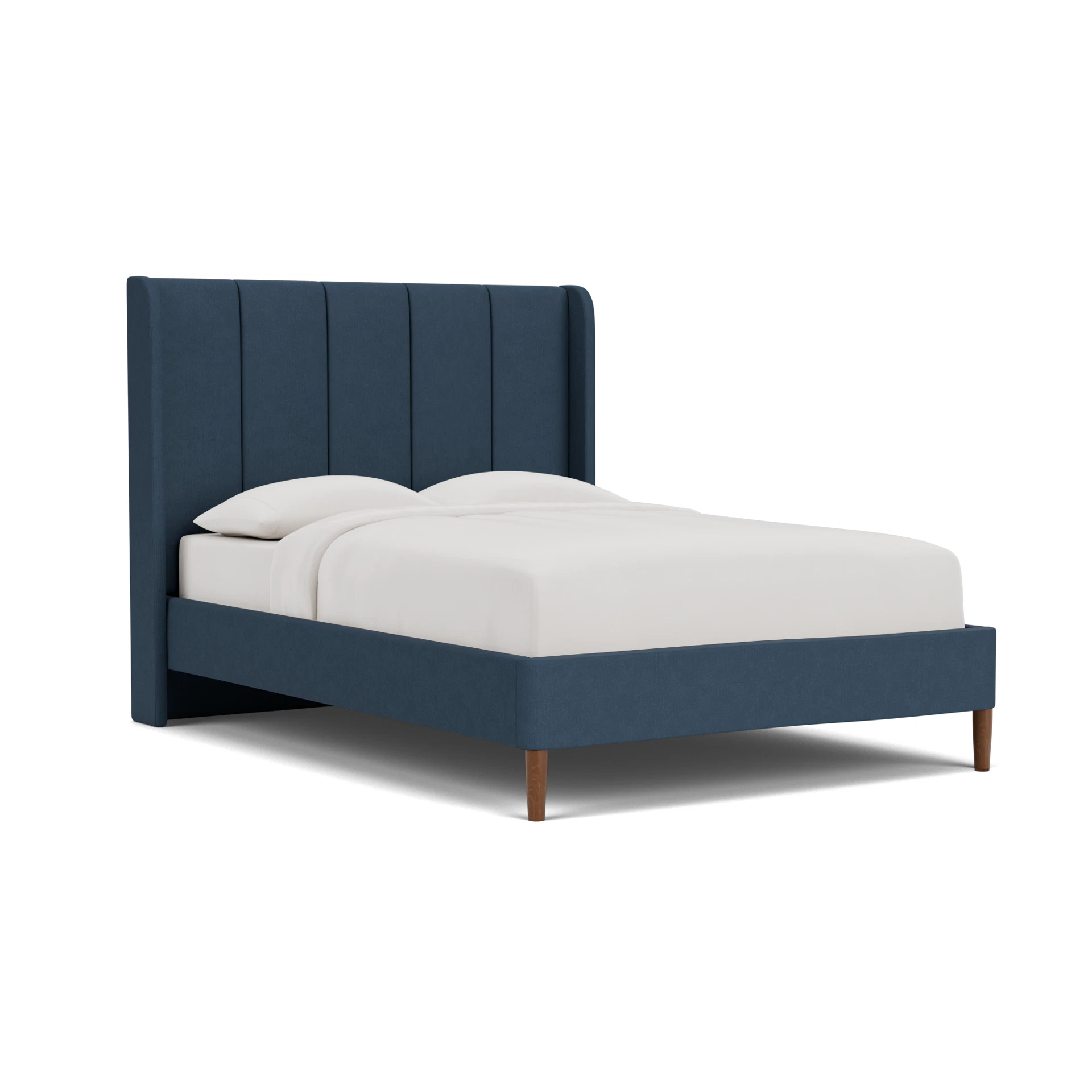Parker King Size Classic Bedstead in House Linen Mix - Indigo