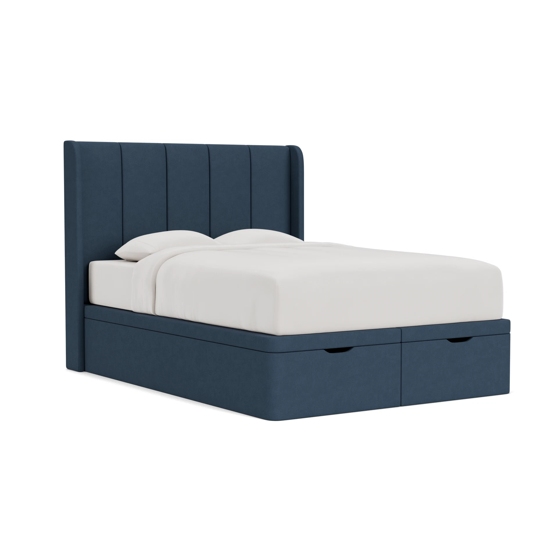 Parker King Size Ottoman Storage in House Linen Mix - Indigo
