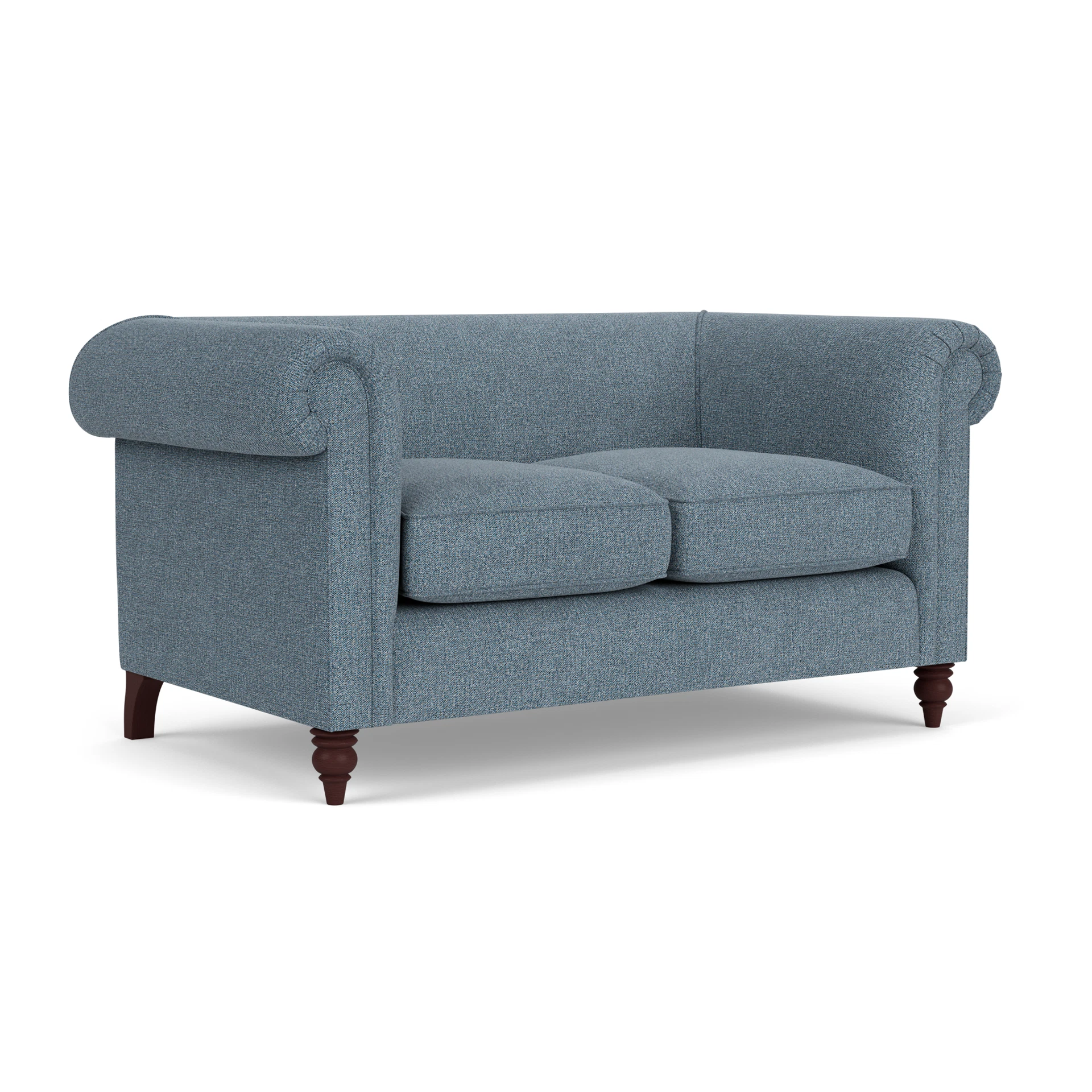 Rayner 2 Seater Sofa in Aquaclean Oxford - Mid Blue with Light legs